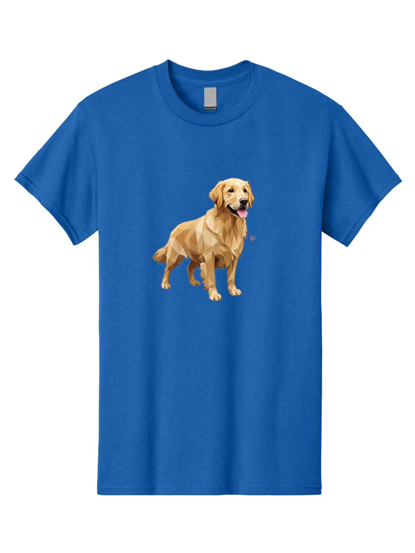 Golden-Retriever-4 Men'S Graphic Tee, 100% Cotton, Comfortable Casual Summer Wear, Machine Washable, Low-Poly Golden Retriever, Dog Illustration, Geometric Art, Canine Graphic, Modern Dog Design, Happy Dog, Geometric Dog, Dog Portrait, Bab978
