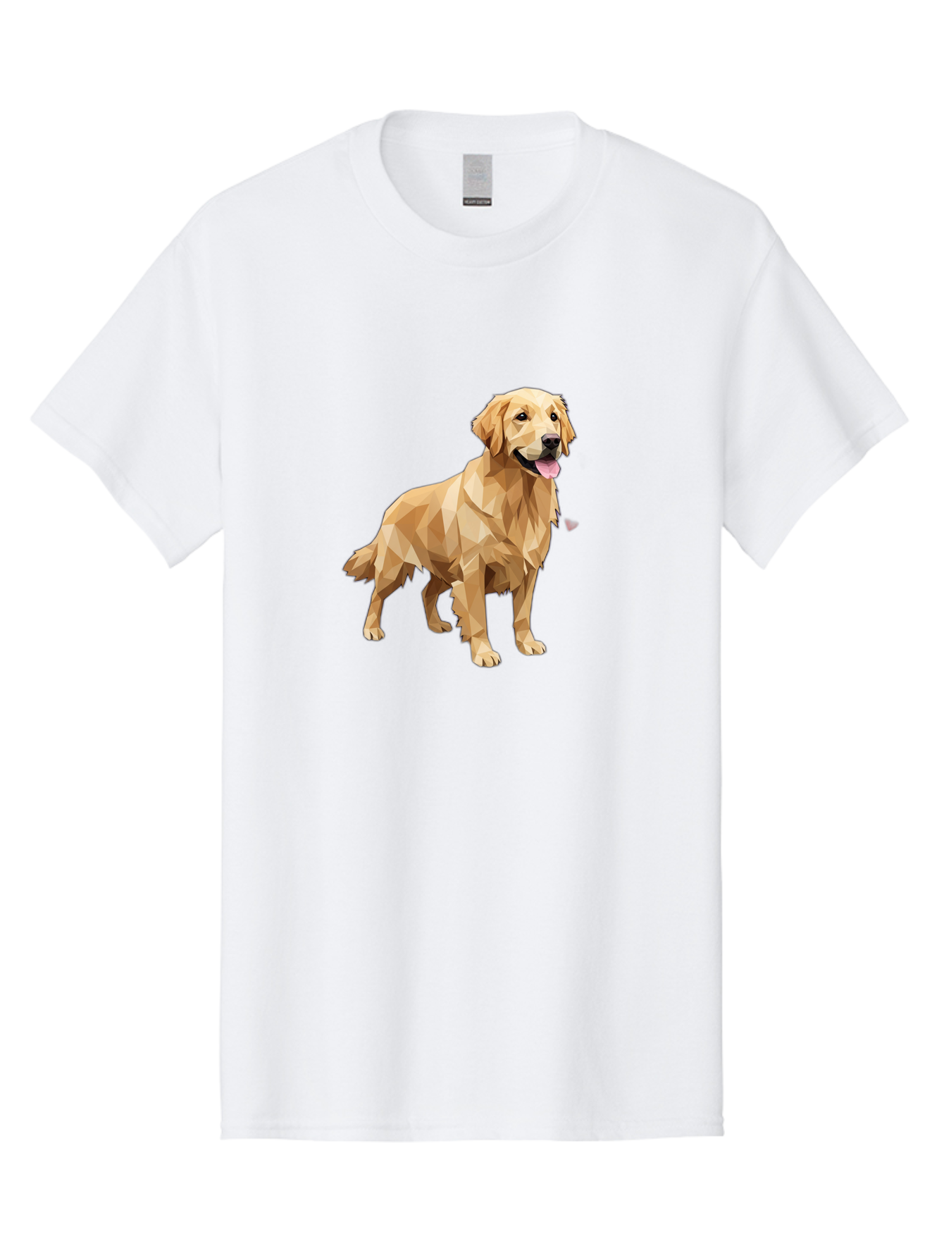 Golden-Retriever-4 Men'S Graphic Tee, 100% Cotton, Comfortable Casual Summer Wear, Machine Washable, Low-Poly Golden Retriever, Dog Illustration, Geometric Art, Canine Graphic, Modern Dog Design, Happy Dog, Geometric Dog, Dog Portrait, Bab978