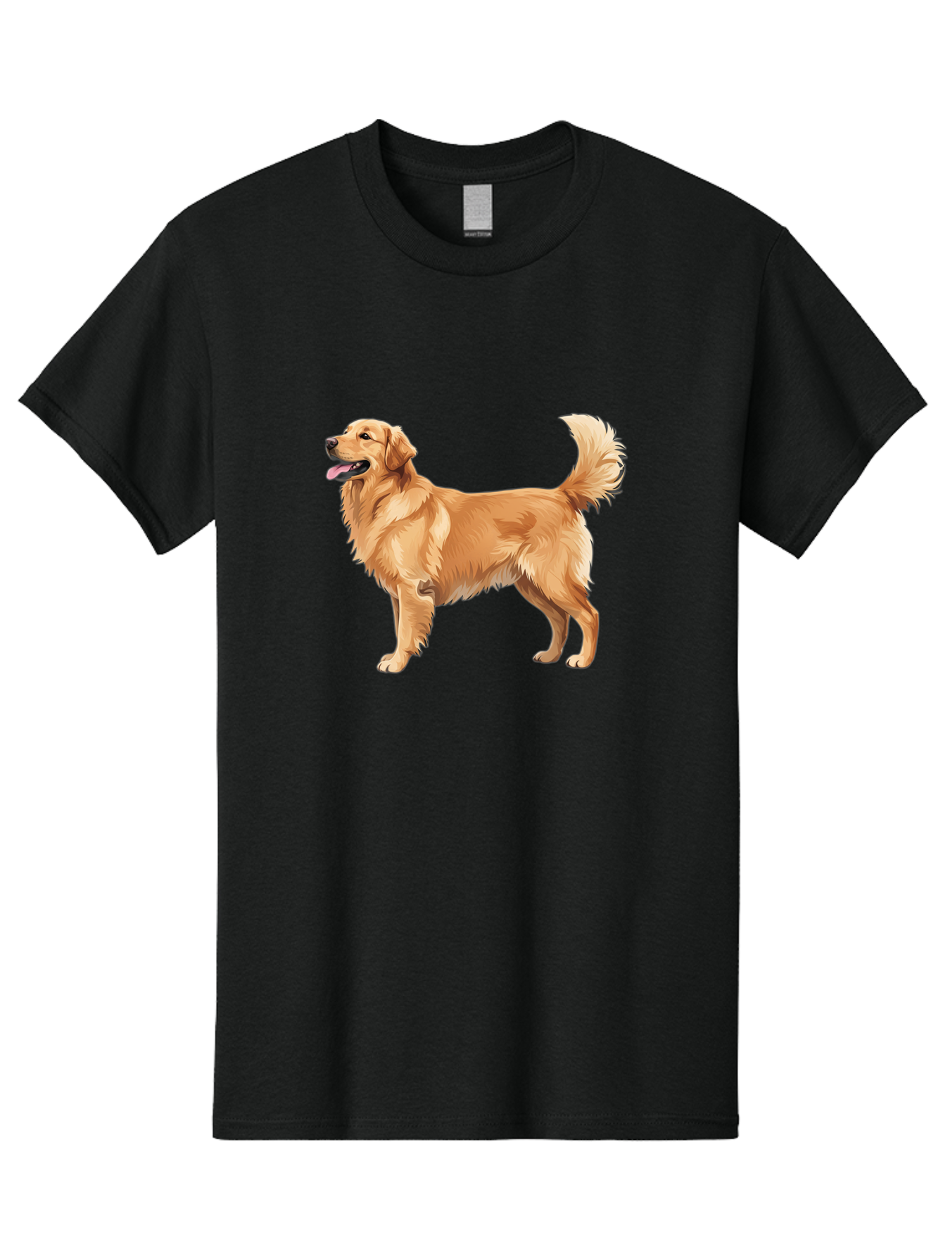 Golden-Retriever-9 Men'S Graphic Tee, 100% Cotton, Comfortable Casual Summer Wear, Machine Washable, Golden Retriever Dog, Happy Dog, Dog Portrait, Canine, Furry Friend, Playful Pet, Illustration, Cartoon Dog, Friendly Animal Bab983