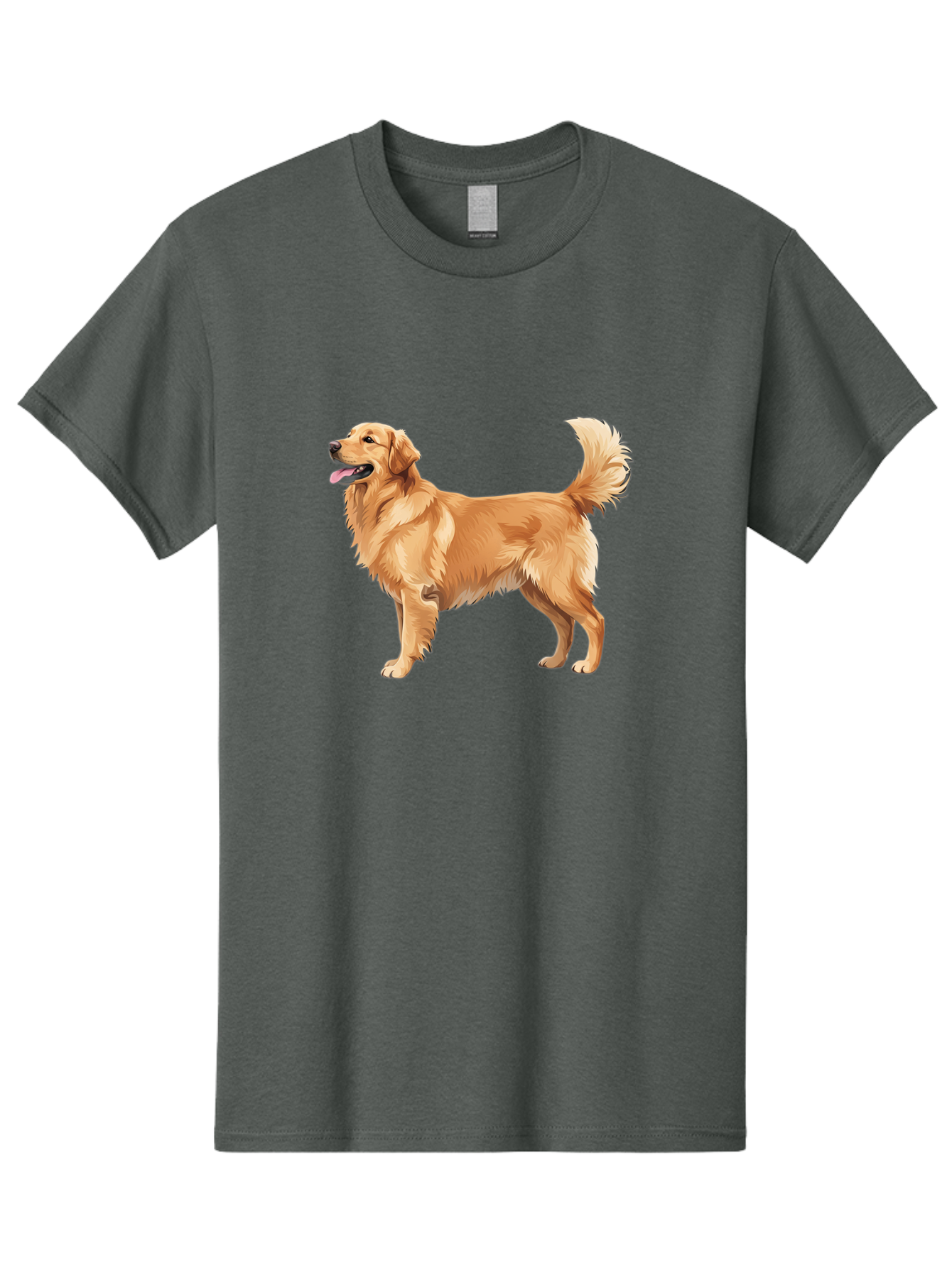 Golden-Retriever-9 Men'S Graphic Tee, 100% Cotton, Comfortable Casual Summer Wear, Machine Washable, Golden Retriever Dog, Happy Dog, Dog Portrait, Canine, Furry Friend, Playful Pet, Illustration, Cartoon Dog, Friendly Animal Bab983