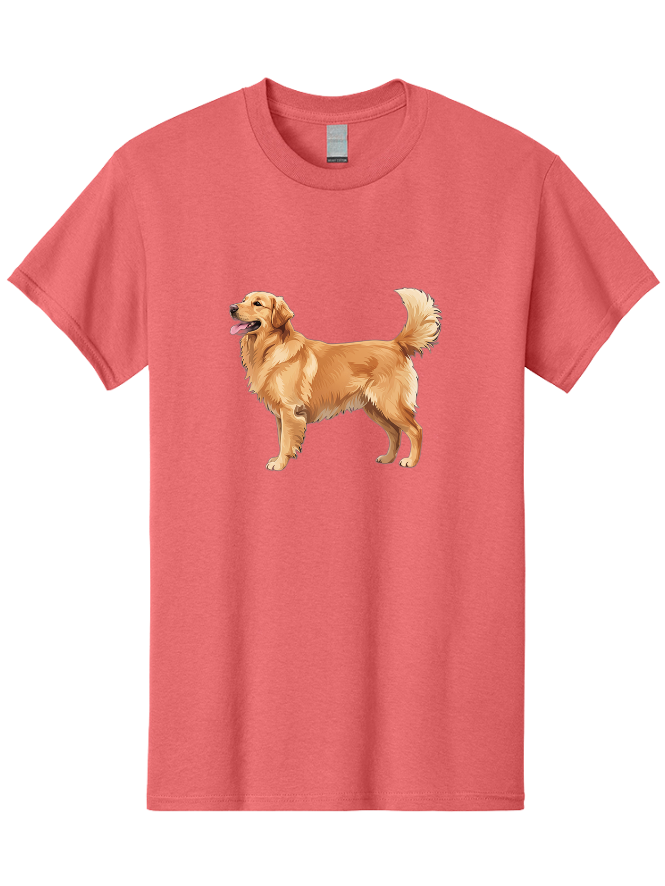 Golden-Retriever-9 Men'S Graphic Tee, 100% Cotton, Comfortable Casual Summer Wear, Machine Washable, Golden Retriever Dog, Happy Dog, Dog Portrait, Canine, Furry Friend, Playful Pet, Illustration, Cartoon Dog, Friendly Animal Bab983
