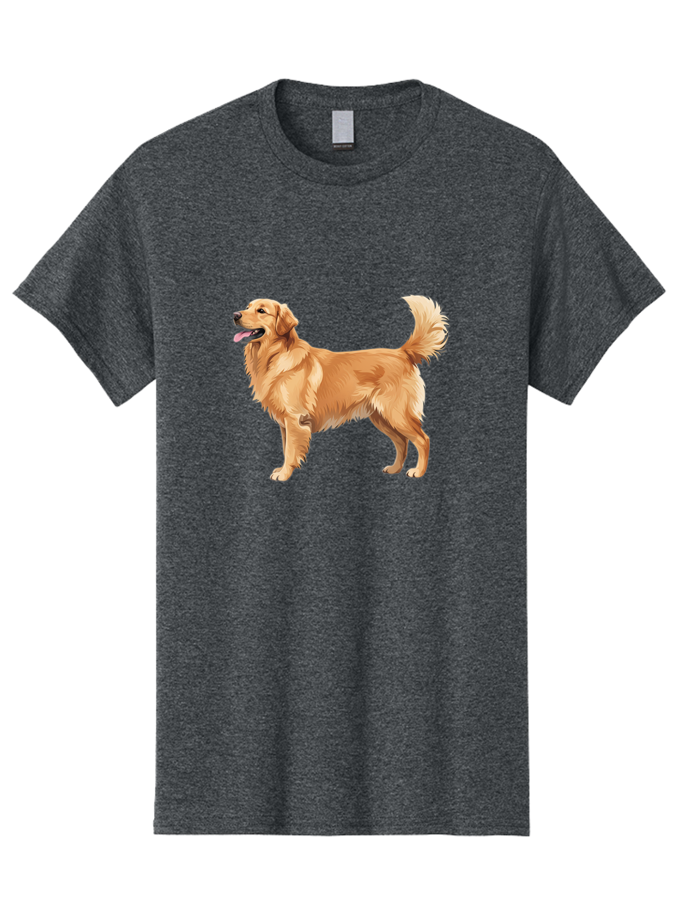 Golden-Retriever-9 Men'S Graphic Tee, 100% Cotton, Comfortable Casual Summer Wear, Machine Washable, Golden Retriever Dog, Happy Dog, Dog Portrait, Canine, Furry Friend, Playful Pet, Illustration, Cartoon Dog, Friendly Animal Bab983