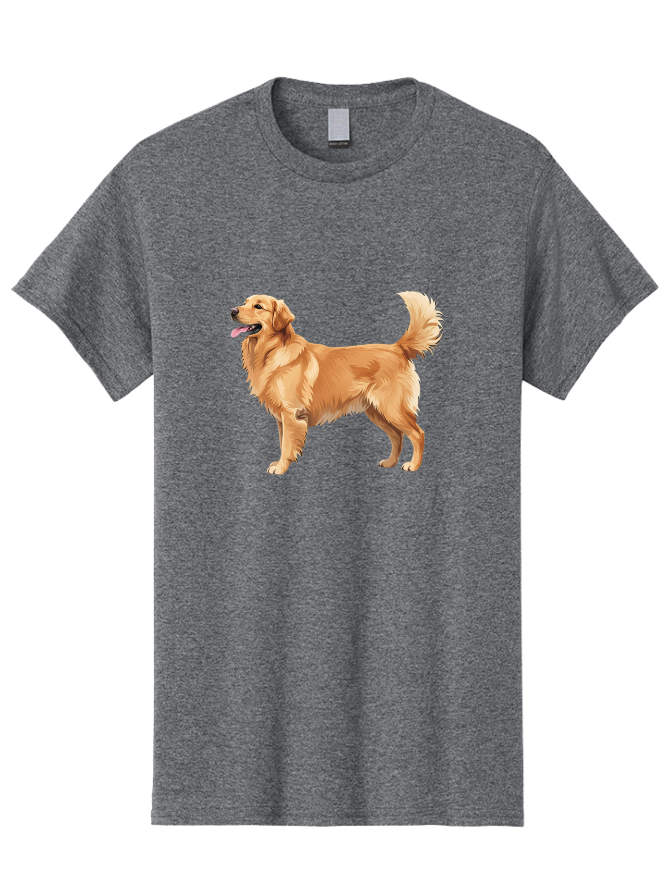 Golden-Retriever-9 Men'S Graphic Tee, 100% Cotton, Comfortable Casual Summer Wear, Machine Washable, Golden Retriever Dog, Happy Dog, Dog Portrait, Canine, Furry Friend, Playful Pet, Illustration, Cartoon Dog, Friendly Animal Bab983