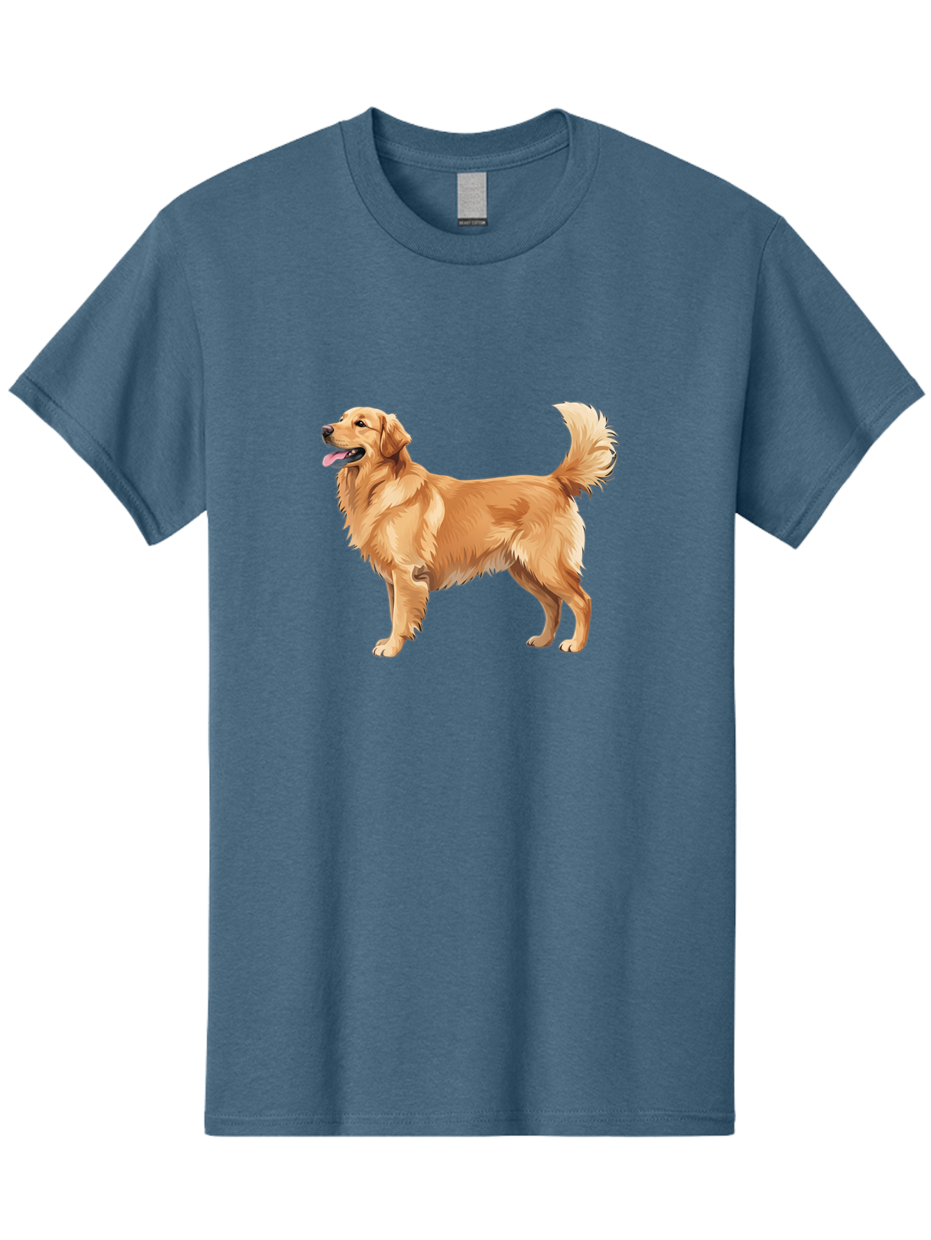 Golden-Retriever-9 Men'S Graphic Tee, 100% Cotton, Comfortable Casual Summer Wear, Machine Washable, Golden Retriever Dog, Happy Dog, Dog Portrait, Canine, Furry Friend, Playful Pet, Illustration, Cartoon Dog, Friendly Animal Bab983