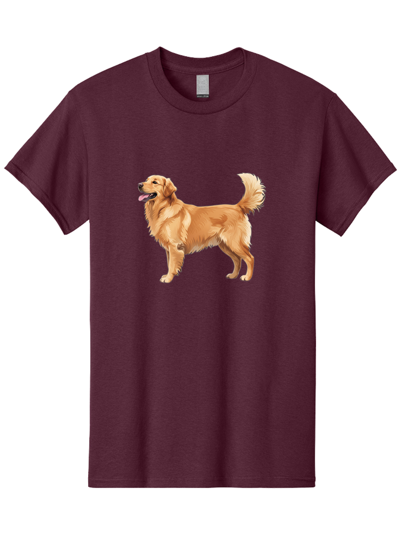 Golden-Retriever-9 Men'S Graphic Tee, 100% Cotton, Comfortable Casual Summer Wear, Machine Washable, Golden Retriever Dog, Happy Dog, Dog Portrait, Canine, Furry Friend, Playful Pet, Illustration, Cartoon Dog, Friendly Animal Bab983