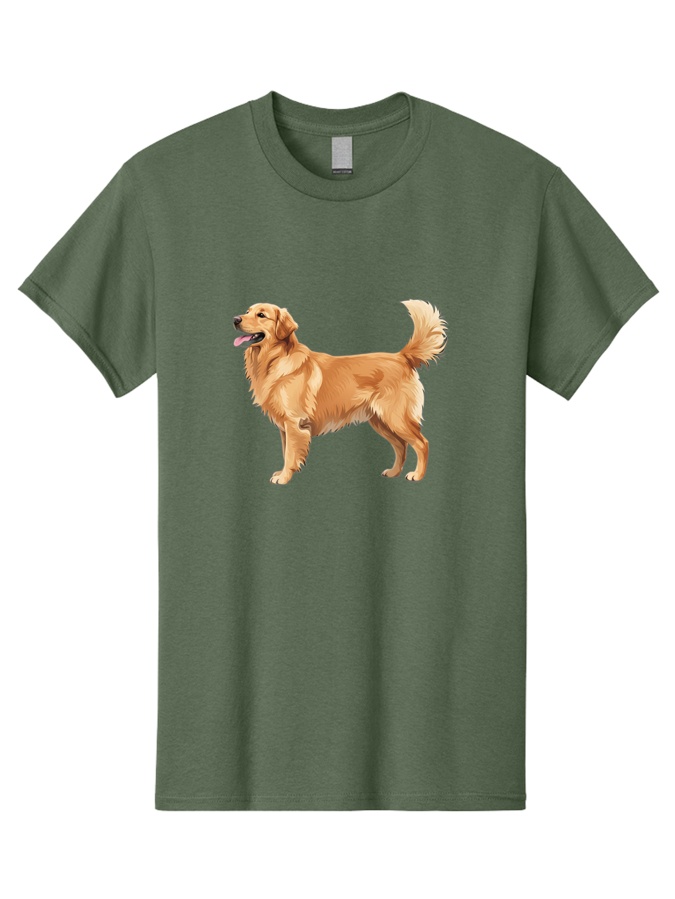 Golden-Retriever-9 Men'S Graphic Tee, 100% Cotton, Comfortable Casual Summer Wear, Machine Washable, Golden Retriever Dog, Happy Dog, Dog Portrait, Canine, Furry Friend, Playful Pet, Illustration, Cartoon Dog, Friendly Animal Bab983
