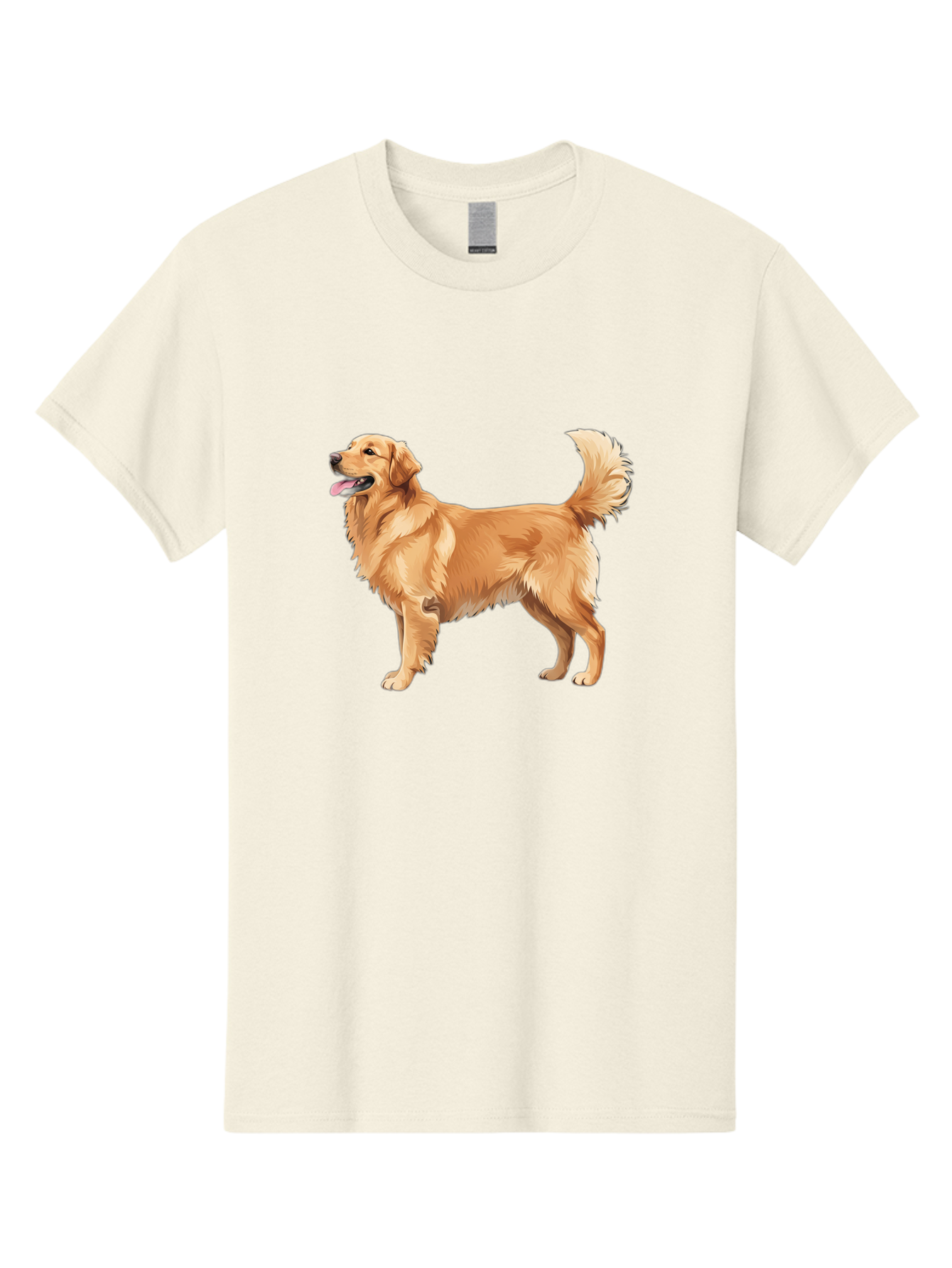 Golden-Retriever-9 Men'S Graphic Tee, 100% Cotton, Comfortable Casual Summer Wear, Machine Washable, Golden Retriever Dog, Happy Dog, Dog Portrait, Canine, Furry Friend, Playful Pet, Illustration, Cartoon Dog, Friendly Animal Bab983