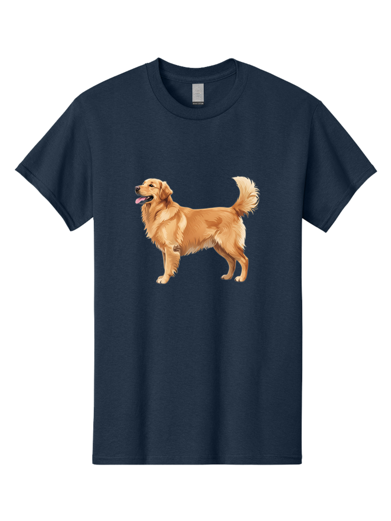 Golden-Retriever-9 Men'S Graphic Tee, 100% Cotton, Comfortable Casual Summer Wear, Machine Washable, Golden Retriever Dog, Happy Dog, Dog Portrait, Canine, Furry Friend, Playful Pet, Illustration, Cartoon Dog, Friendly Animal Bab983