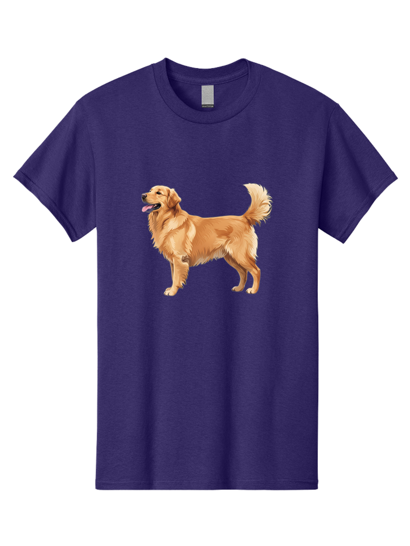 Golden-Retriever-9 Men'S Graphic Tee, 100% Cotton, Comfortable Casual Summer Wear, Machine Washable, Golden Retriever Dog, Happy Dog, Dog Portrait, Canine, Furry Friend, Playful Pet, Illustration, Cartoon Dog, Friendly Animal Bab983