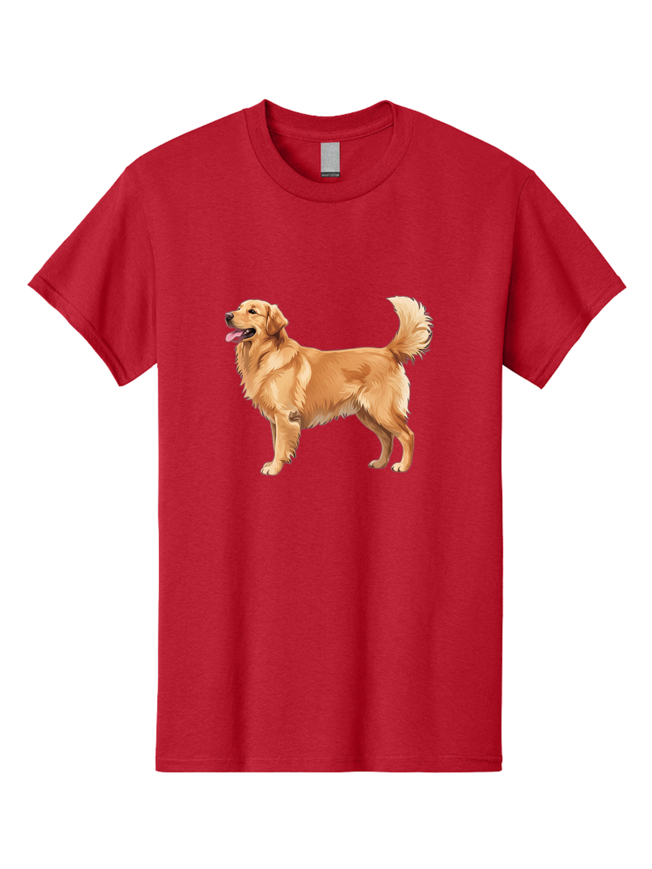 Golden-Retriever-9 Men'S Graphic Tee, 100% Cotton, Comfortable Casual Summer Wear, Machine Washable, Golden Retriever Dog, Happy Dog, Dog Portrait, Canine, Furry Friend, Playful Pet, Illustration, Cartoon Dog, Friendly Animal Bab983