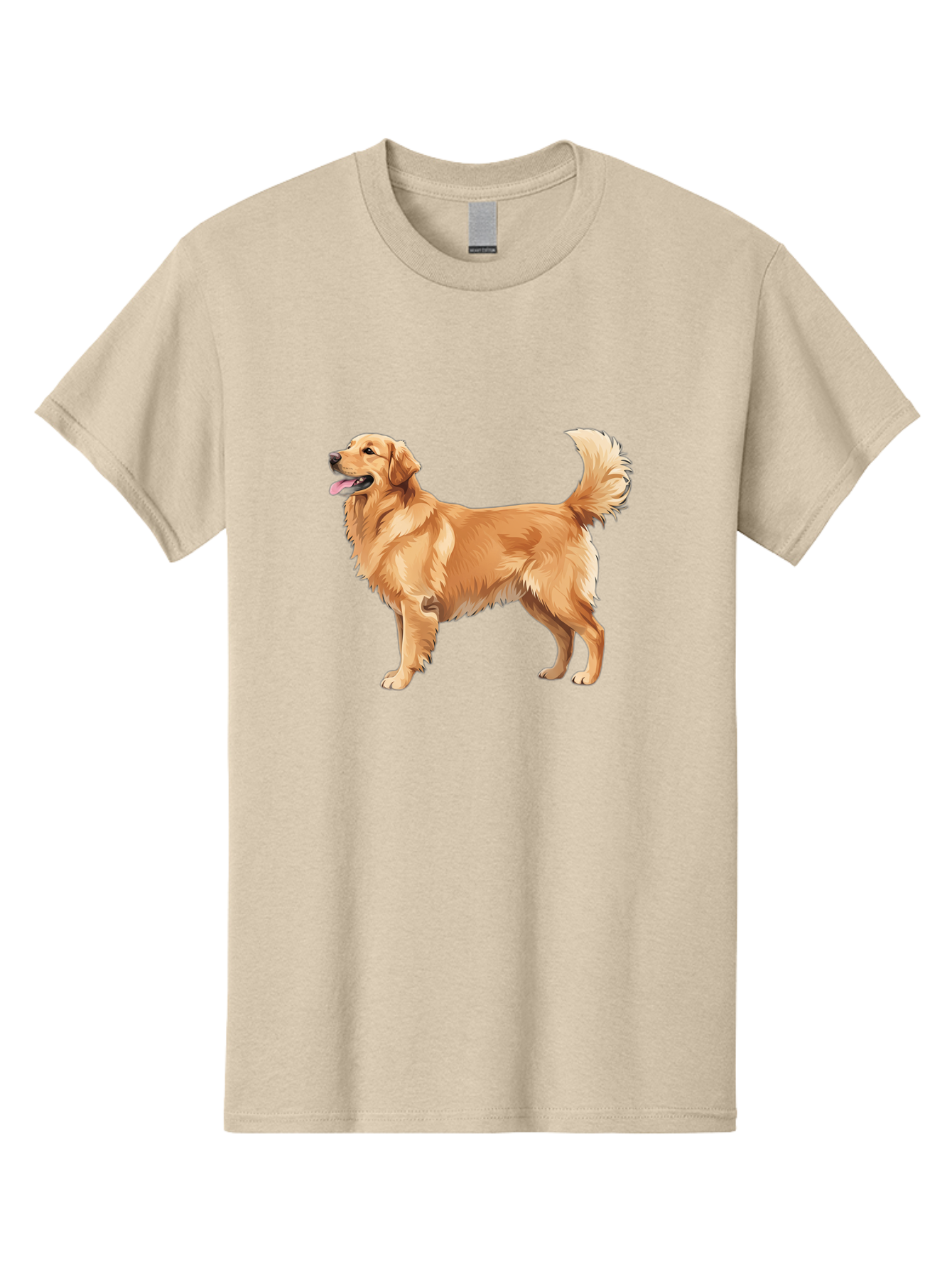 Golden-Retriever-9 Men'S Graphic Tee, 100% Cotton, Comfortable Casual Summer Wear, Machine Washable, Golden Retriever Dog, Happy Dog, Dog Portrait, Canine, Furry Friend, Playful Pet, Illustration, Cartoon Dog, Friendly Animal Bab983