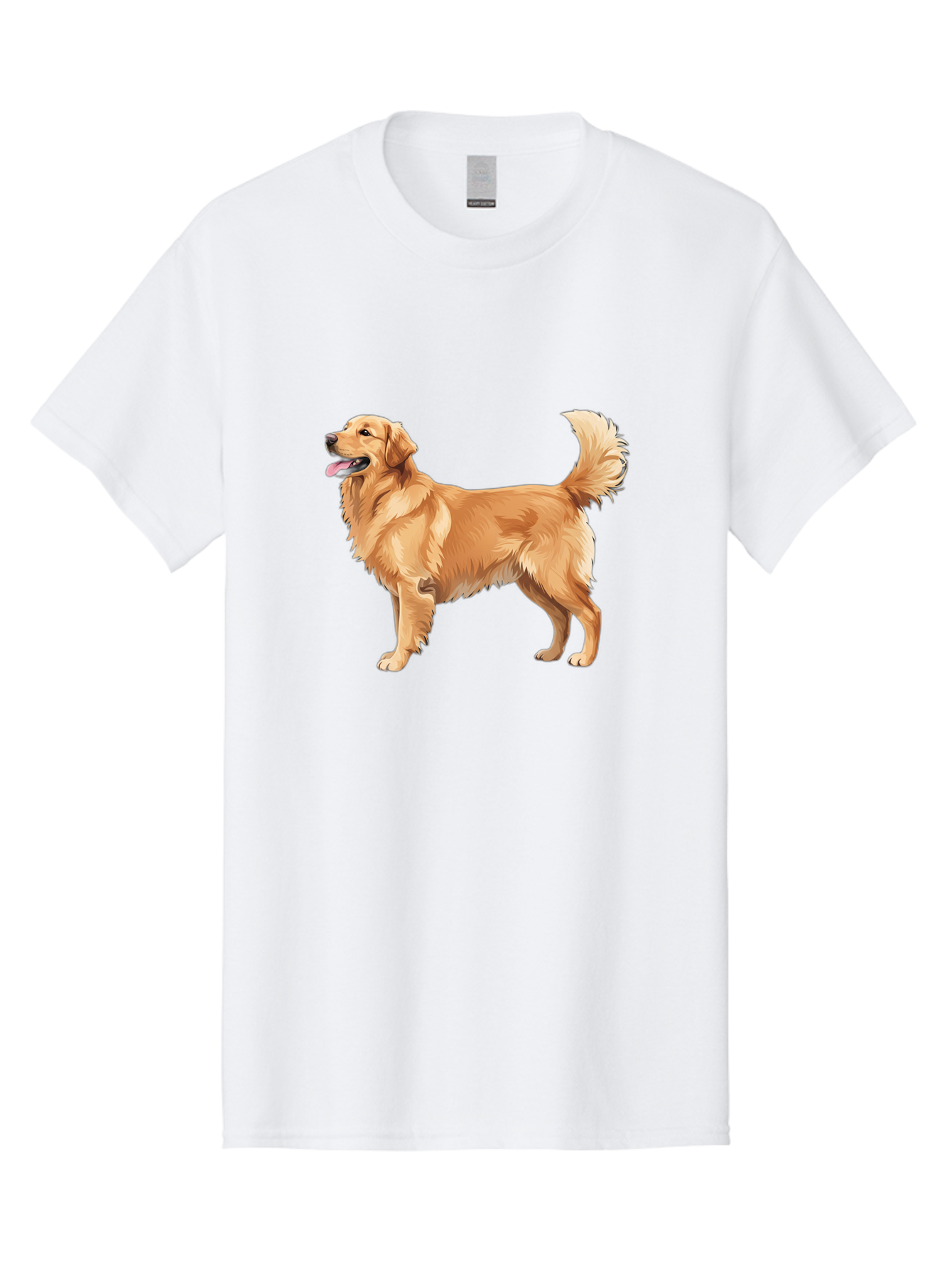Golden-Retriever-9 Men'S Graphic Tee, 100% Cotton, Comfortable Casual Summer Wear, Machine Washable, Golden Retriever Dog, Happy Dog, Dog Portrait, Canine, Furry Friend, Playful Pet, Illustration, Cartoon Dog, Friendly Animal Bab983