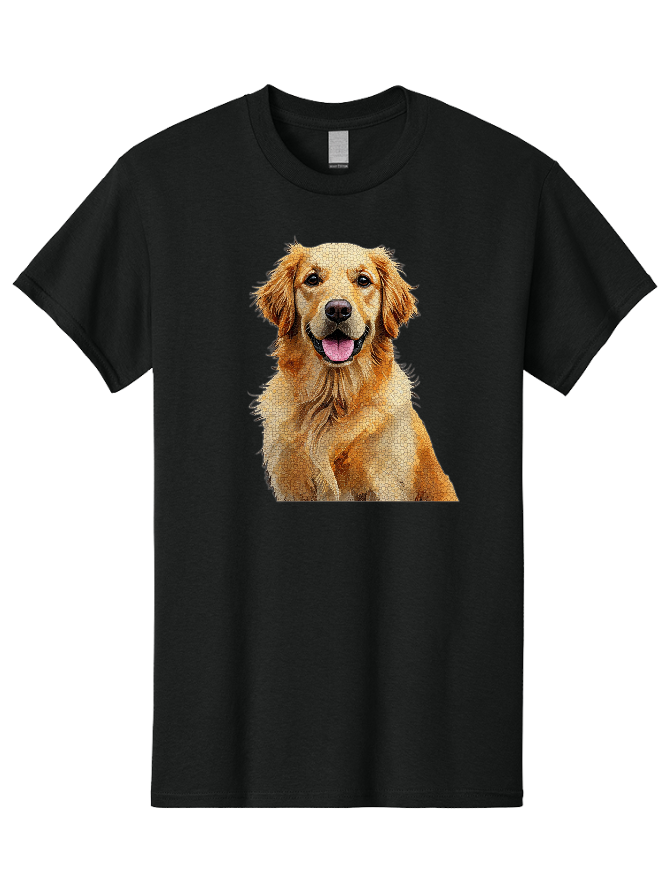 Golden-Retriever-Dog Men'S Graphic Tee, 100% Cotton, Comfortable Casual Summer Wear, Machine Washable, Golden Retriever, Happy Dog, Furry Friend, Dog Portrait, Happy Expression, Tongue Out, Dog Photography, Canine Companion, Friendly Animal Bab984