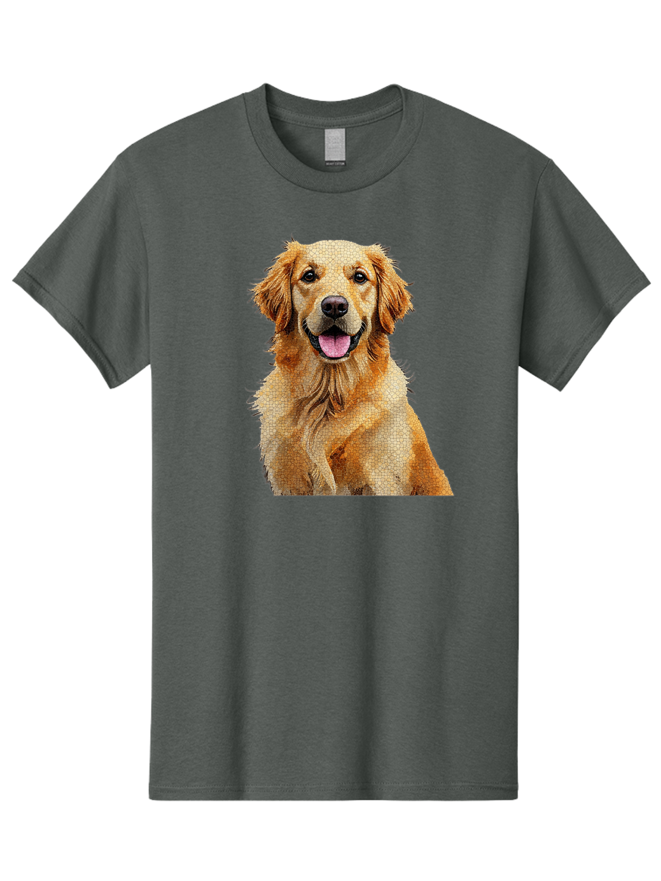 Golden-Retriever-Dog Men'S Graphic Tee, 100% Cotton, Comfortable Casual Summer Wear, Machine Washable, Golden Retriever, Happy Dog, Furry Friend, Dog Portrait, Happy Expression, Tongue Out, Dog Photography, Canine Companion, Friendly Animal Bab984