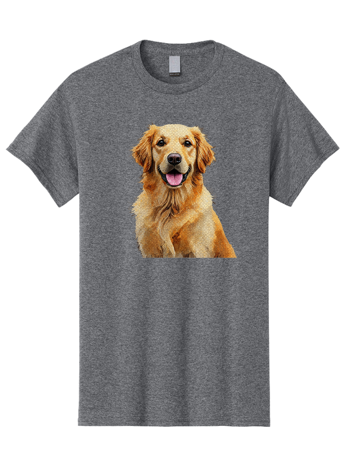 Golden-Retriever-Dog Men'S Graphic Tee, 100% Cotton, Comfortable Casual Summer Wear, Machine Washable, Golden Retriever, Happy Dog, Furry Friend, Dog Portrait, Happy Expression, Tongue Out, Dog Photography, Canine Companion, Friendly Animal Bab984