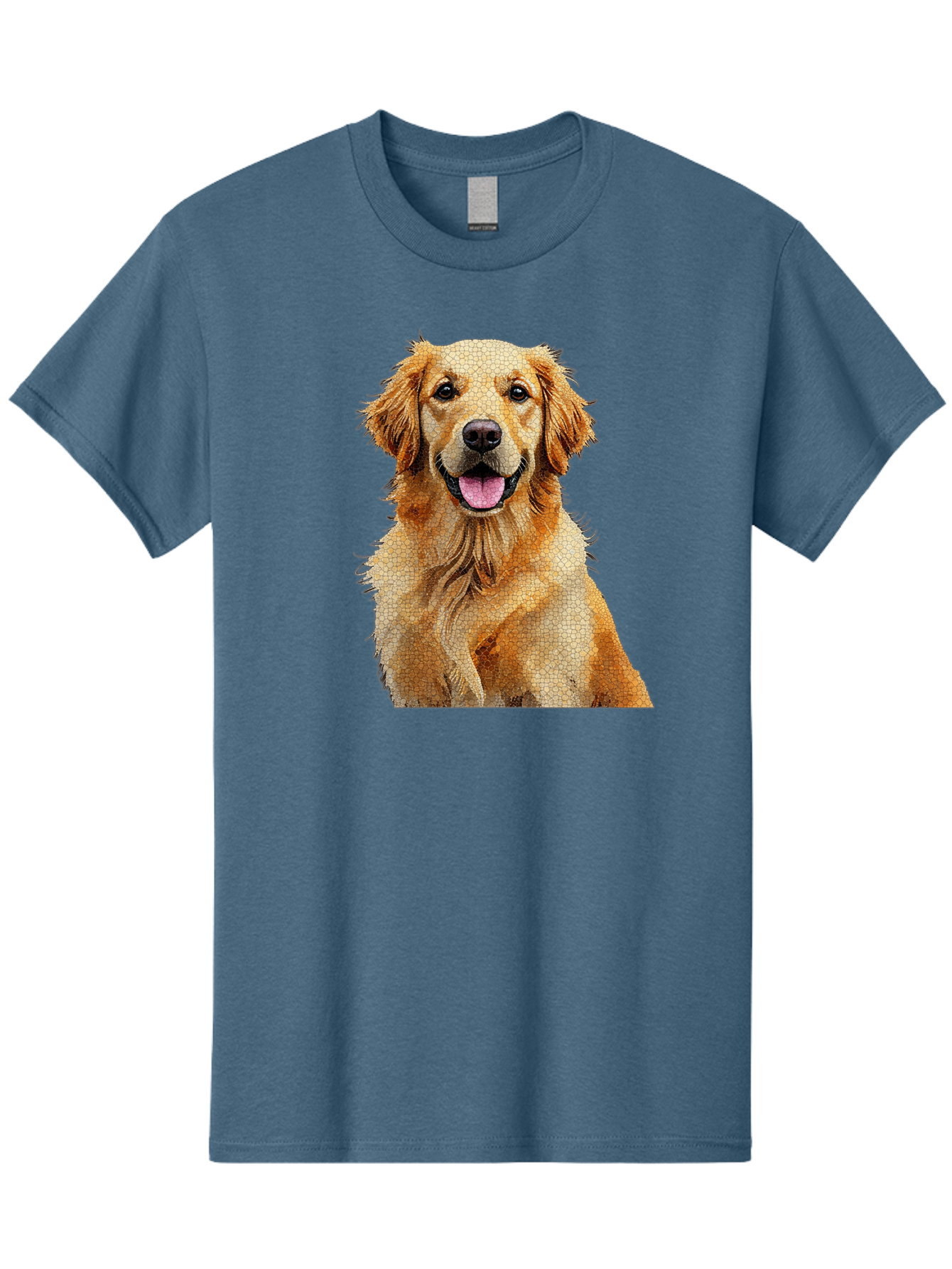 Golden-Retriever-Dog Men'S Graphic Tee, 100% Cotton, Comfortable Casual Summer Wear, Machine Washable, Golden Retriever, Happy Dog, Furry Friend, Dog Portrait, Happy Expression, Tongue Out, Dog Photography, Canine Companion, Friendly Animal Bab984