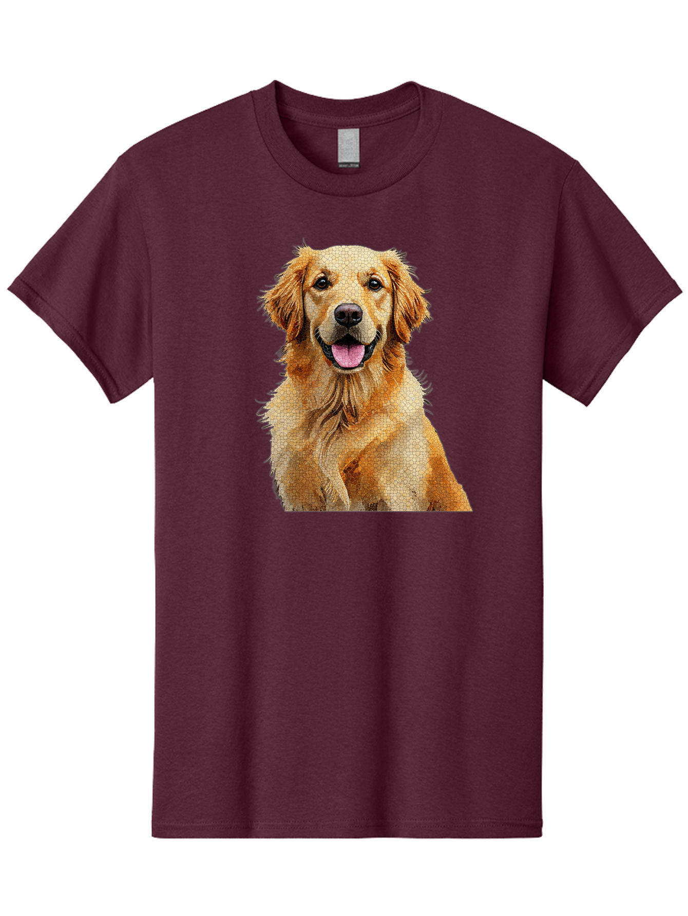 Golden-Retriever-Dog Men'S Graphic Tee, 100% Cotton, Comfortable Casual Summer Wear, Machine Washable, Golden Retriever, Happy Dog, Furry Friend, Dog Portrait, Happy Expression, Tongue Out, Dog Photography, Canine Companion, Friendly Animal Bab984
