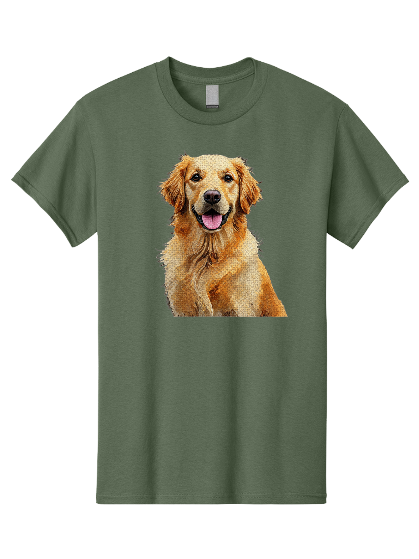 Golden-Retriever-Dog Men'S Graphic Tee, 100% Cotton, Comfortable Casual Summer Wear, Machine Washable, Golden Retriever, Happy Dog, Furry Friend, Dog Portrait, Happy Expression, Tongue Out, Dog Photography, Canine Companion, Friendly Animal Bab984