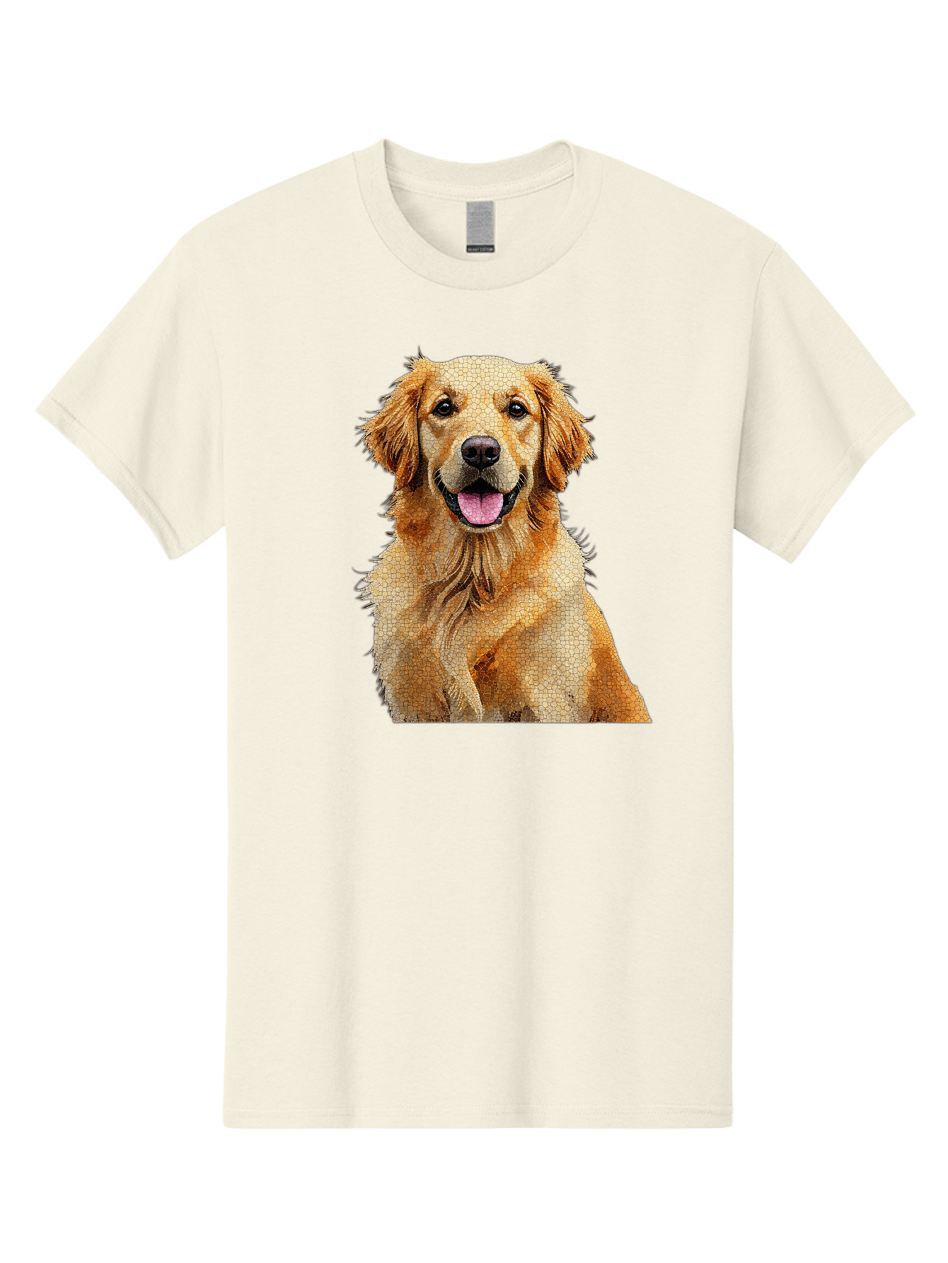 Golden-Retriever-Dog Men'S Graphic Tee, 100% Cotton, Comfortable Casual Summer Wear, Machine Washable, Golden Retriever, Happy Dog, Furry Friend, Dog Portrait, Happy Expression, Tongue Out, Dog Photography, Canine Companion, Friendly Animal Bab984