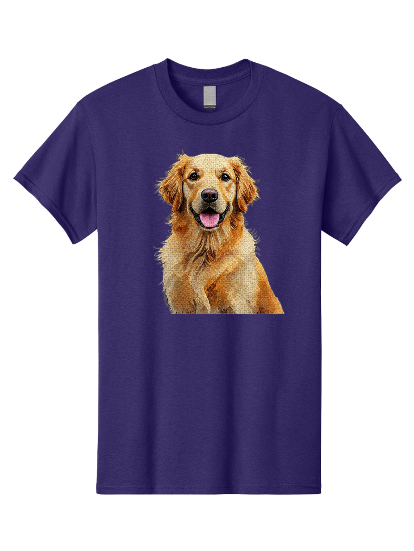 Golden-Retriever-Dog Men'S Graphic Tee, 100% Cotton, Comfortable Casual Summer Wear, Machine Washable, Golden Retriever, Happy Dog, Furry Friend, Dog Portrait, Happy Expression, Tongue Out, Dog Photography, Canine Companion, Friendly Animal Bab984
