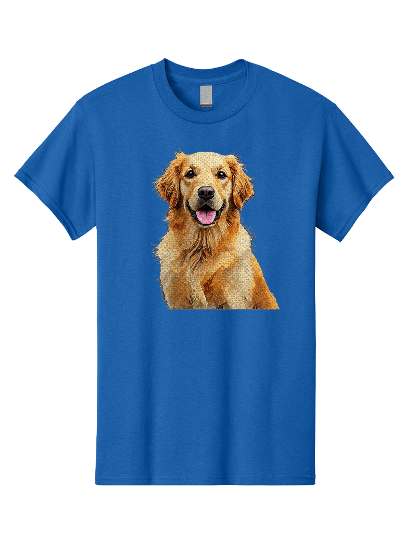 Golden-Retriever-Dog Men'S Graphic Tee, 100% Cotton, Comfortable Casual Summer Wear, Machine Washable, Golden Retriever, Happy Dog, Furry Friend, Dog Portrait, Happy Expression, Tongue Out, Dog Photography, Canine Companion, Friendly Animal Bab984