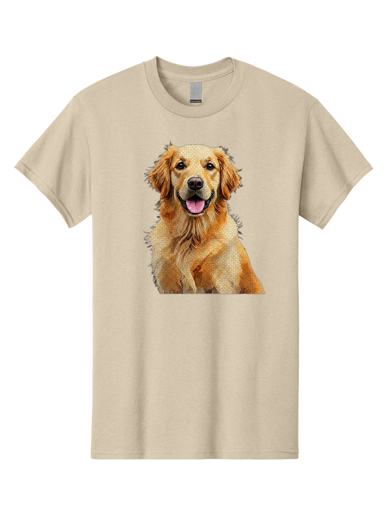 Golden-Retriever-Dog Men'S Graphic Tee, 100% Cotton, Comfortable Casual Summer Wear, Machine Washable, Golden Retriever, Happy Dog, Furry Friend, Dog Portrait, Happy Expression, Tongue Out, Dog Photography, Canine Companion, Friendly Animal Bab984