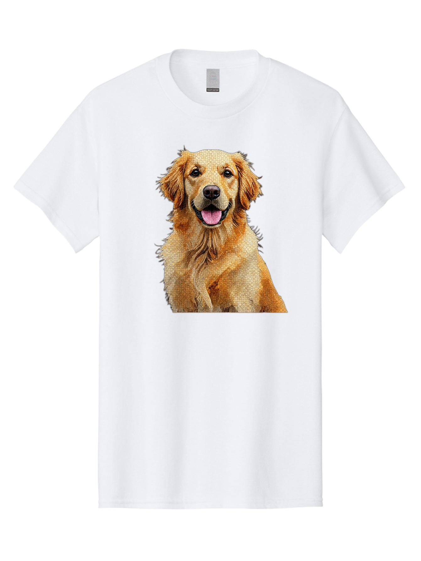 Golden-Retriever-Dog Men'S Graphic Tee, 100% Cotton, Comfortable Casual Summer Wear, Machine Washable, Golden Retriever, Happy Dog, Furry Friend, Dog Portrait, Happy Expression, Tongue Out, Dog Photography, Canine Companion, Friendly Animal Bab984