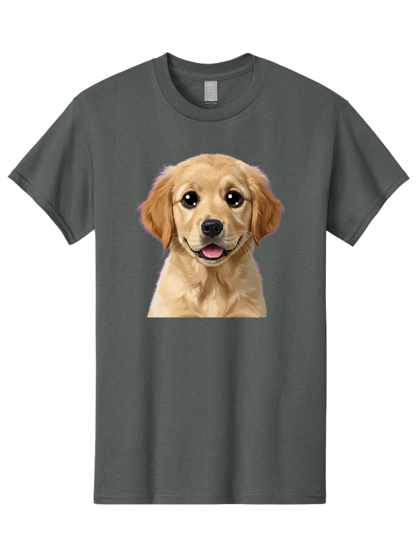 Golden-Retriever-Puppy-1 Men'S Graphic Tee, 100% Cotton, Comfortable Casual Summer Wear, Machine Washable, Golden Retriever Puppy, Happy Dog, Playful Puppy, Adorable Face, Cute Nose, Floppy Ears, Sweet Expression, Friendly Animal, Bab988