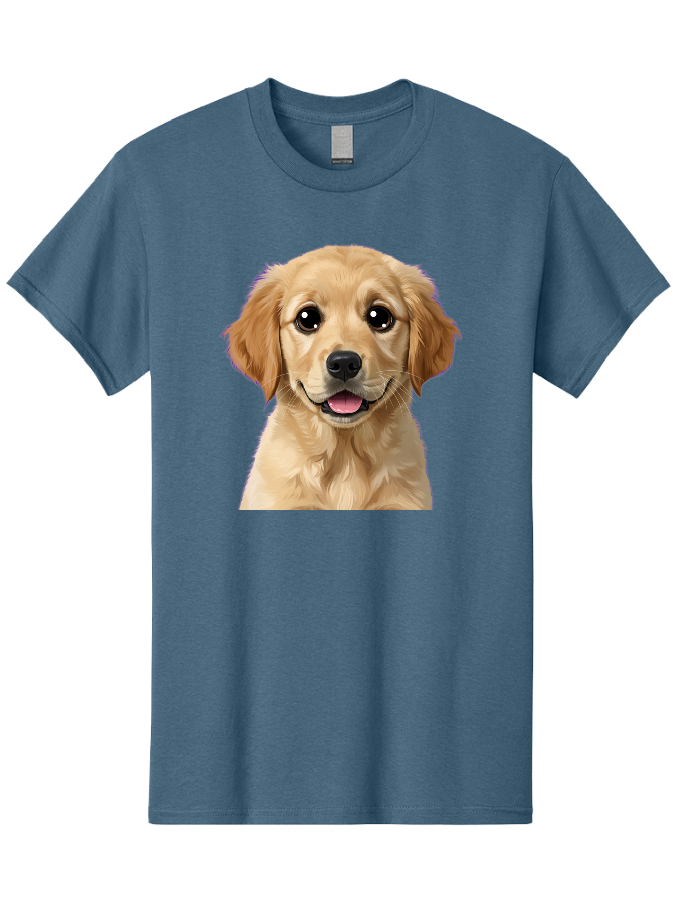 Golden-Retriever-Puppy-1 Men'S Graphic Tee, 100% Cotton, Comfortable Casual Summer Wear, Machine Washable, Golden Retriever Puppy, Happy Dog, Playful Puppy, Adorable Face, Cute Nose, Floppy Ears, Sweet Expression, Friendly Animal, Bab988