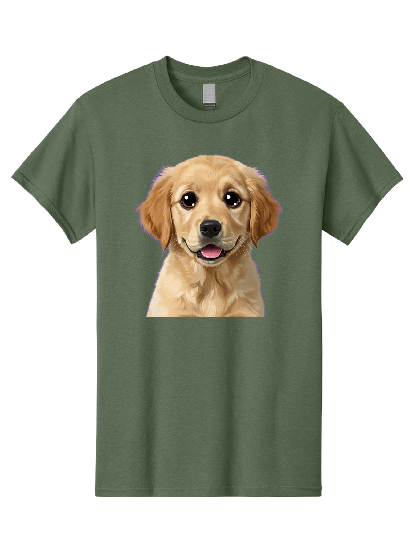 Golden-Retriever-Puppy-1 Men'S Graphic Tee, 100% Cotton, Comfortable Casual Summer Wear, Machine Washable, Golden Retriever Puppy, Happy Dog, Playful Puppy, Adorable Face, Cute Nose, Floppy Ears, Sweet Expression, Friendly Animal, Bab988