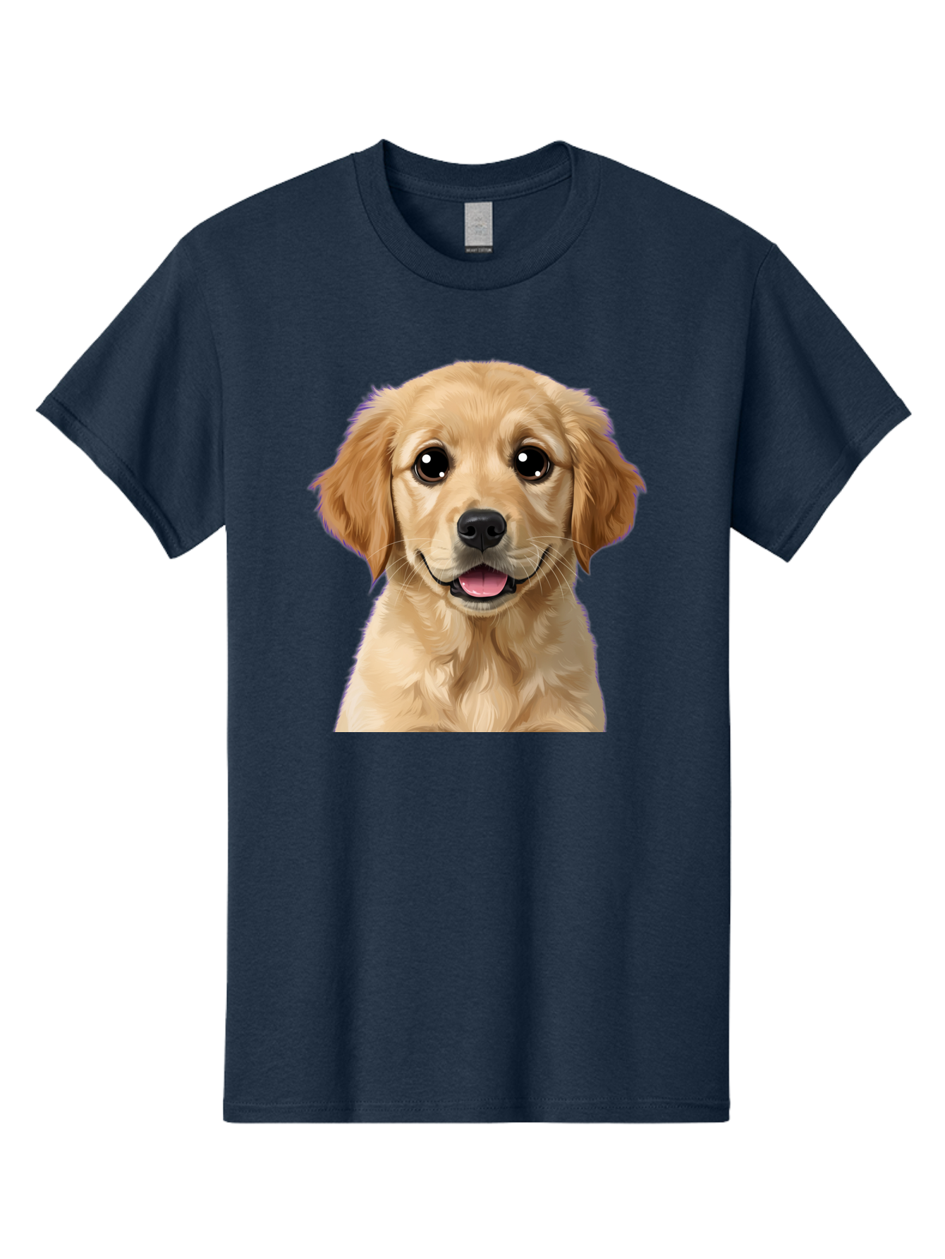 Golden-Retriever-Puppy-1 Men'S Graphic Tee, 100% Cotton, Comfortable Casual Summer Wear, Machine Washable, Golden Retriever Puppy, Happy Dog, Playful Puppy, Adorable Face, Cute Nose, Floppy Ears, Sweet Expression, Friendly Animal, Bab988