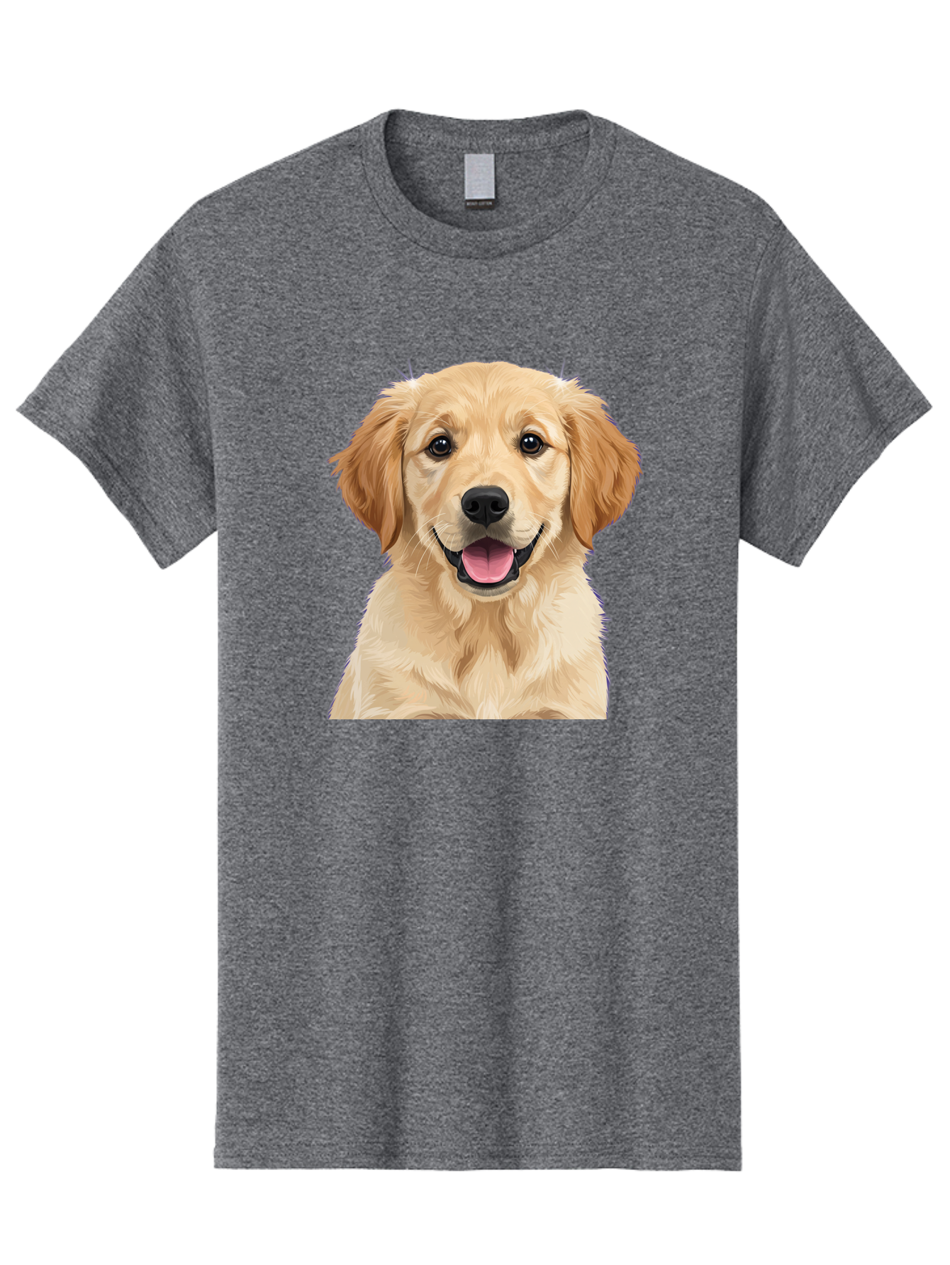 Golden-Retriever-Puppy-2 Men'S Graphic Tee, 100% Cotton, Comfortable Casual Summer Wear, Machine Washable, Happy Golden Retriever, Cute Puppy, Dog Portrait, Friendly Animal, Playful Pet, Adorable Face, Fluffy Fur, Joyful Expression, Bab989