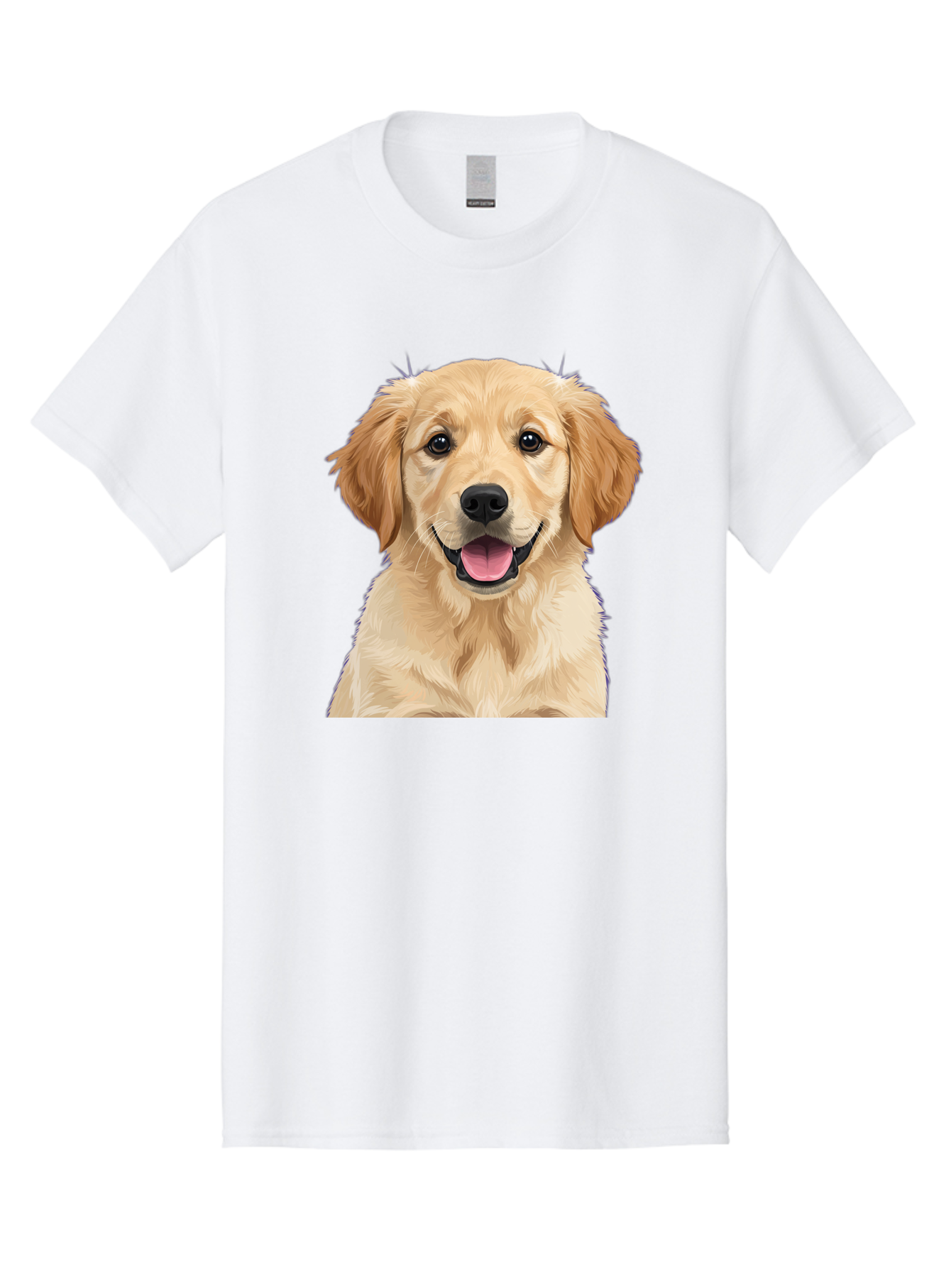 Golden-Retriever-Puppy-2 Men'S Graphic Tee, 100% Cotton, Comfortable Casual Summer Wear, Machine Washable, Happy Golden Retriever, Cute Puppy, Dog Portrait, Friendly Animal, Playful Pet, Adorable Face, Fluffy Fur, Joyful Expression, Bab989