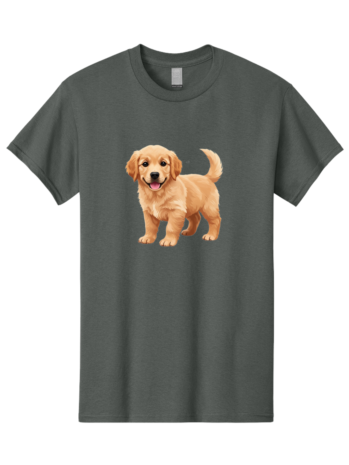 Golden-Retriever-Puppy-3 Men'S Graphic Tee, 100% Cotton, Comfortable Casual Summer Wear, Machine Washable, Golden Retriever Puppy, Dog Portrait, Playful Dog, Happy Puppy, Furry Friend, Dog'S Smile, Tail Wagging, Adorable Pet, Cartoon Dog, Bab990