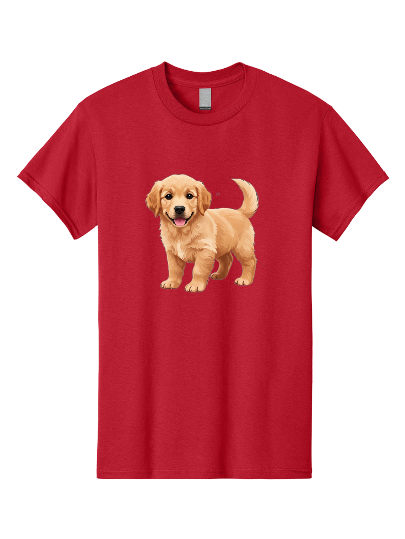 Golden-Retriever-Puppy-3 Men'S Graphic Tee, 100% Cotton, Comfortable Casual Summer Wear, Machine Washable, Golden Retriever Puppy, Dog Portrait, Playful Dog, Happy Puppy, Furry Friend, Dog'S Smile, Tail Wagging, Adorable Pet, Cartoon Dog, Bab990
