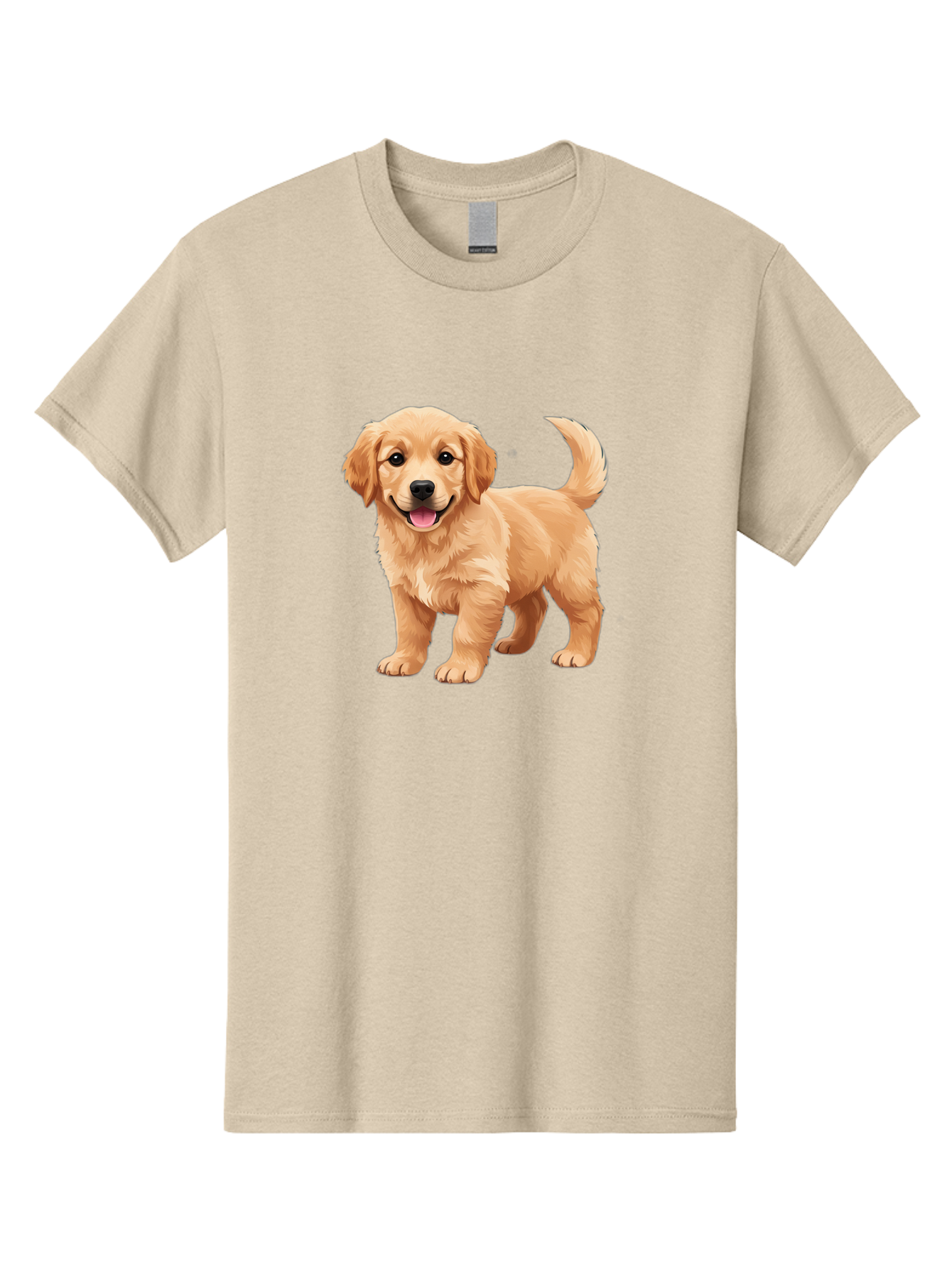 Golden-Retriever-Puppy-3 Men'S Graphic Tee, 100% Cotton, Comfortable Casual Summer Wear, Machine Washable, Golden Retriever Puppy, Dog Portrait, Playful Dog, Happy Puppy, Furry Friend, Dog'S Smile, Tail Wagging, Adorable Pet, Cartoon Dog, Bab990