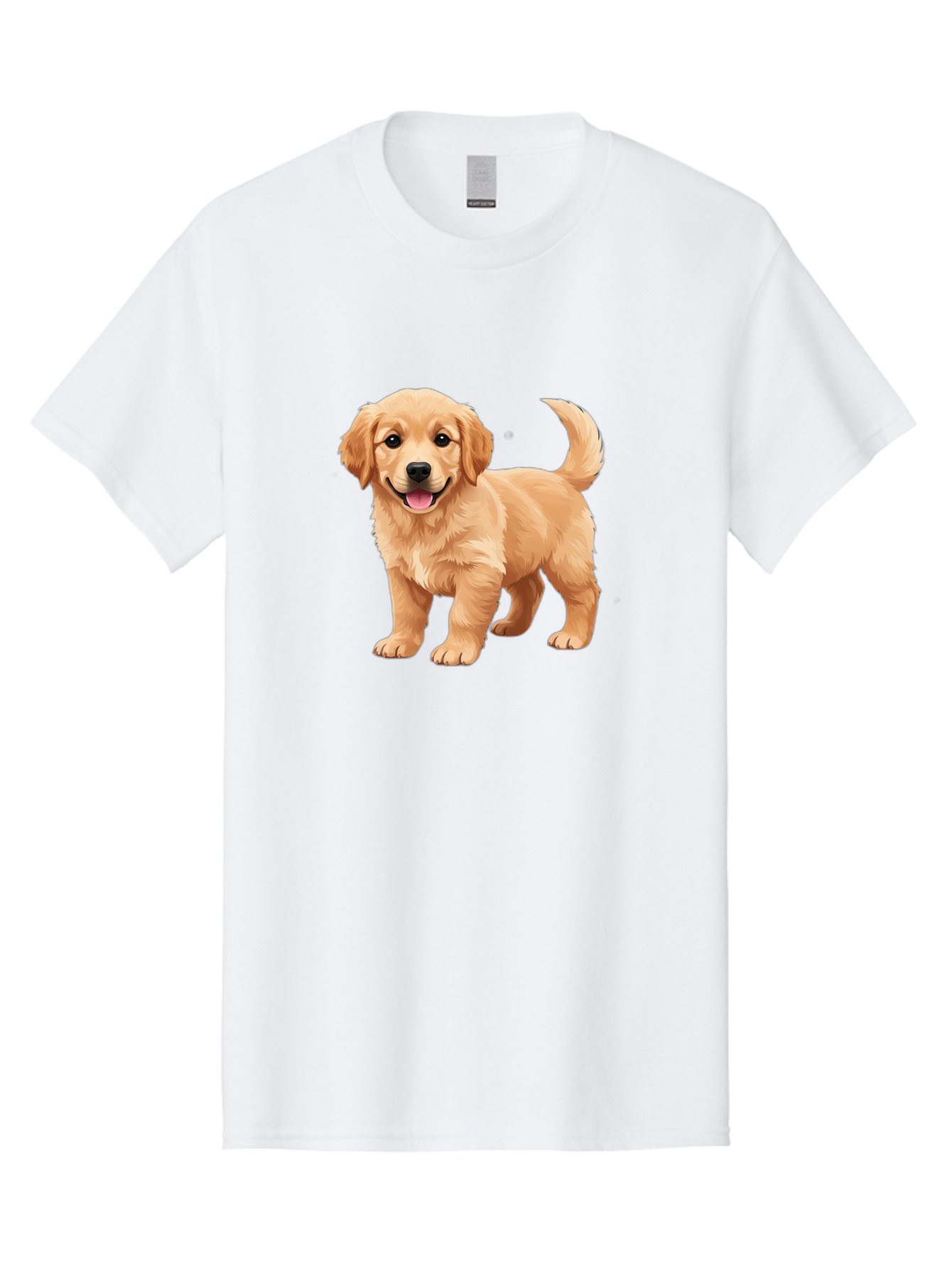 Golden-Retriever-Puppy-3 Men'S Graphic Tee, 100% Cotton, Comfortable Casual Summer Wear, Machine Washable, Golden Retriever Puppy, Dog Portrait, Playful Dog, Happy Puppy, Furry Friend, Dog'S Smile, Tail Wagging, Adorable Pet, Cartoon Dog, Bab990