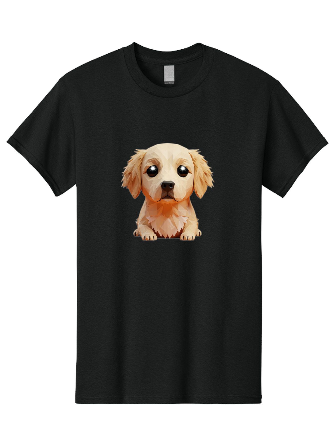 Golden-Retriever-Puppy-5 Men'S Graphic Tee, 100% Cotton, Comfortable Casual Summer Wear, Machine Washable, Low-Poly Puppy Art, Puppy With Shiny Eyes, 3D Geometric Dog, Cute Puppy, Adorable Puppy Graphics, Puppy Illustration, Modern Art, Bab992
