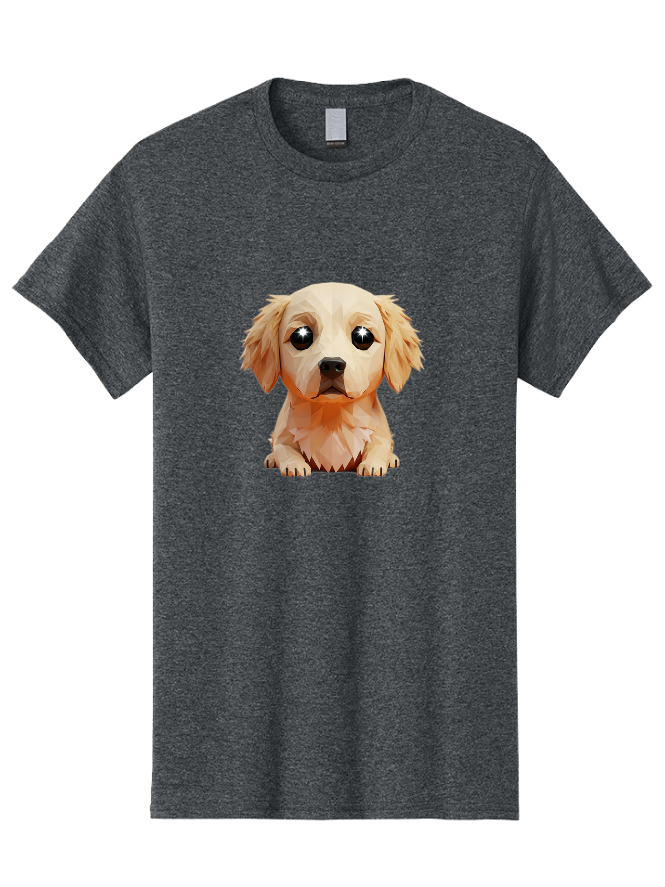 Golden-Retriever-Puppy-5 Men'S Graphic Tee, 100% Cotton, Comfortable Casual Summer Wear, Machine Washable, Low-Poly Puppy Art, Puppy With Shiny Eyes, 3D Geometric Dog, Cute Puppy, Adorable Puppy Graphics, Puppy Illustration, Modern Art, Bab992