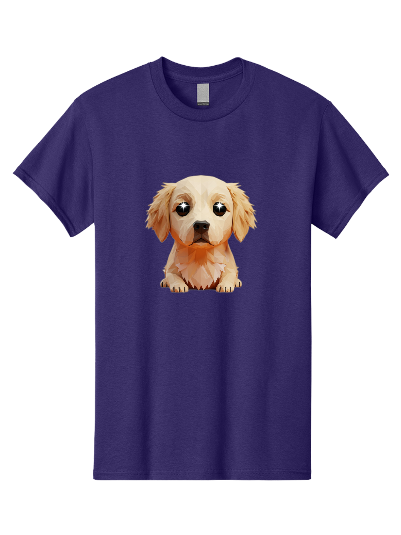 Golden-Retriever-Puppy-5 Men'S Graphic Tee, 100% Cotton, Comfortable Casual Summer Wear, Machine Washable, Low-Poly Puppy Art, Puppy With Shiny Eyes, 3D Geometric Dog, Cute Puppy, Adorable Puppy Graphics, Puppy Illustration, Modern Art, Bab992