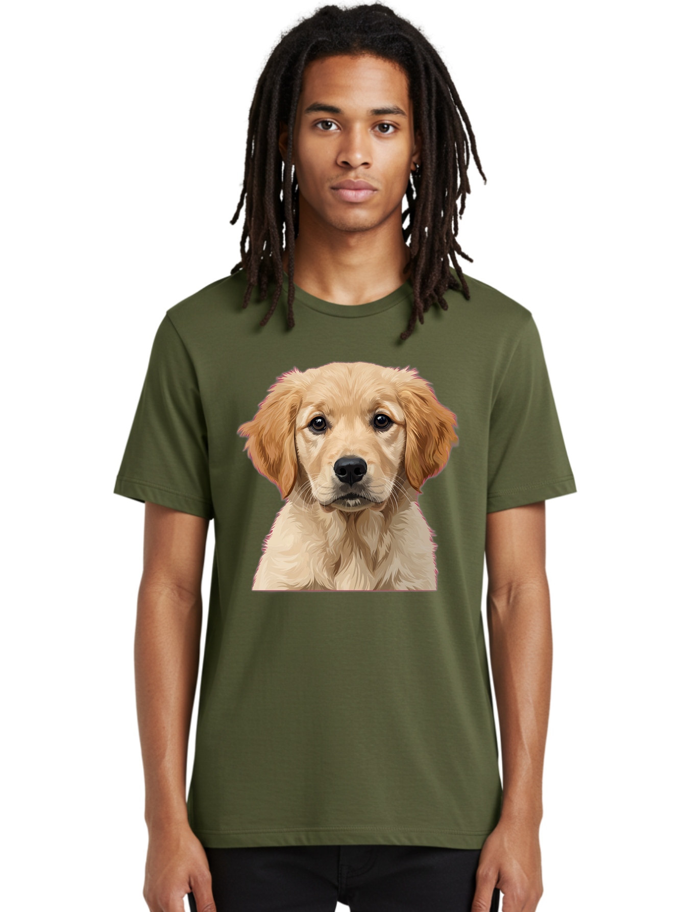 Golden-Retriever-Puppy Men'S Graphic Tee, 100% Cotton, Comfortable Casual Summer Wear, Machine Washable, Golden Retriever Puppy, Cute Dog, Puppy Face, Fluffy Fur, Adorable Eyes, Friendly Dog, Lovable Pet, Young Canine, Playful Pup, Bab994