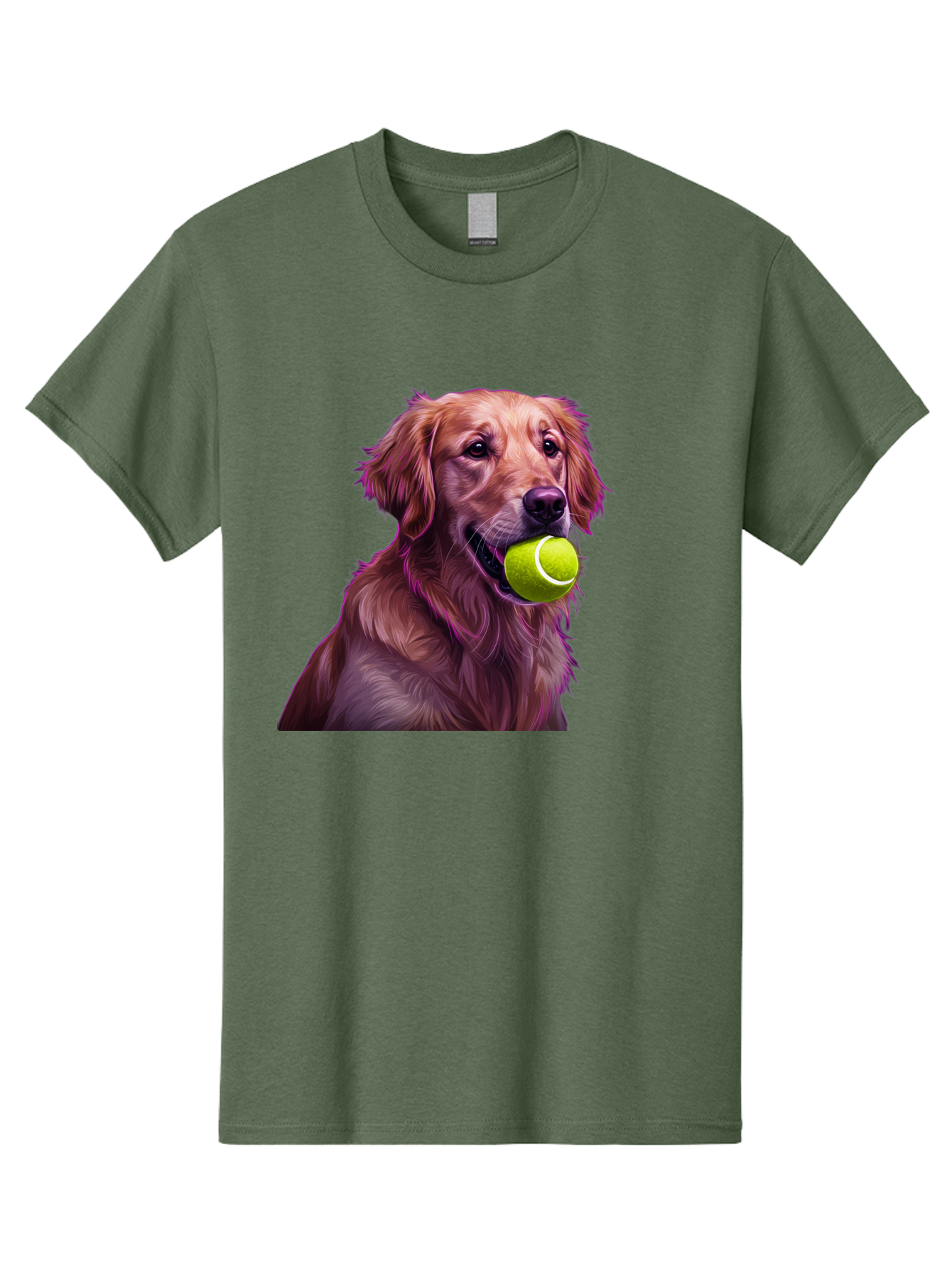 Golden-Retriever-Tennis-Ball Men'S Graphic Tee, 100% Cotton, Comfortable Casual Summer Wear, Machine Washable, Golden Retriever, Dog Holding Tennis Ball, Playful Dog, Tennis Ball In Mouth, Furry Friend, Happy Dog, Canine Companion, Fun Pet Bab998