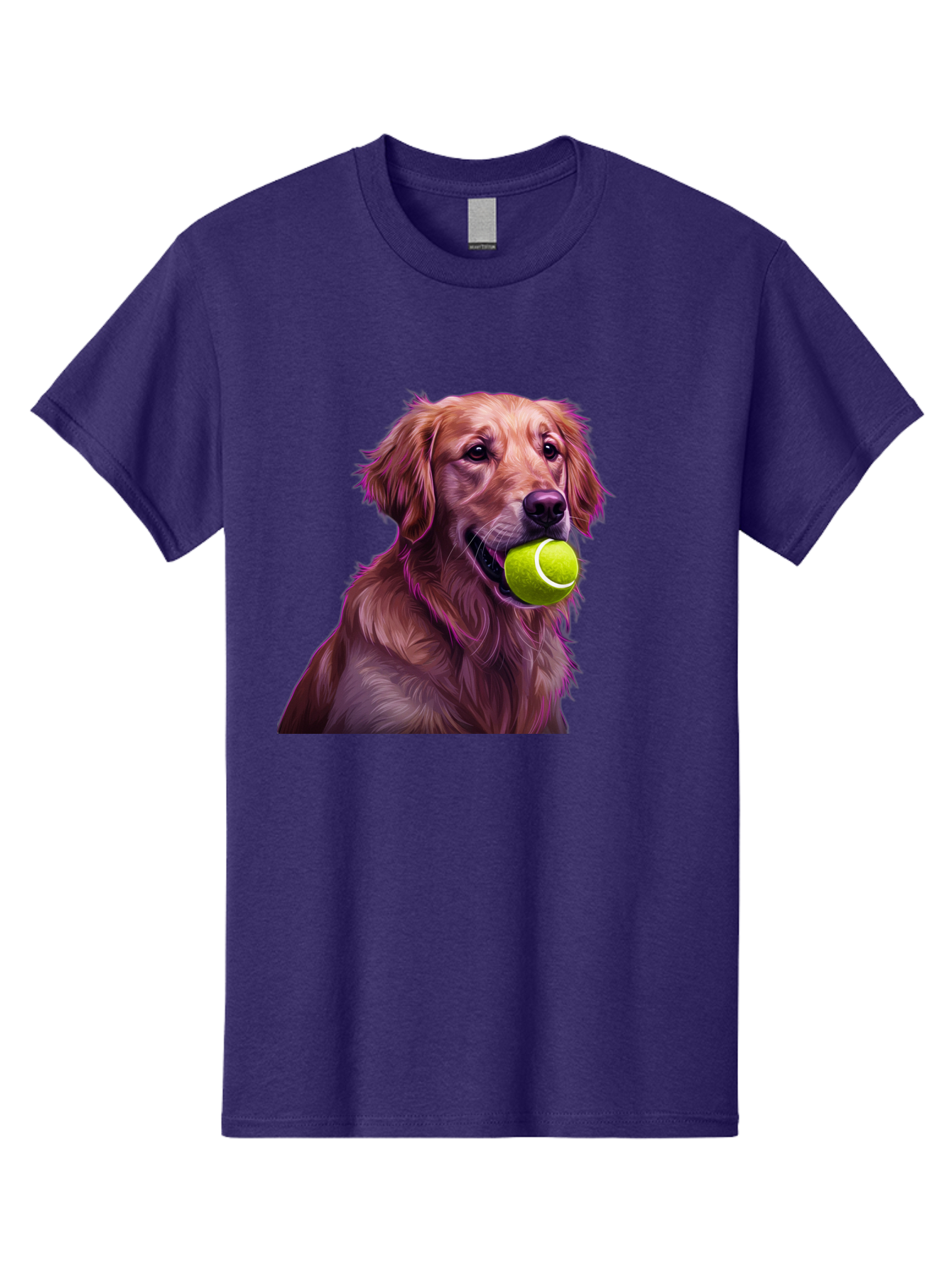 Golden-Retriever-Tennis-Ball Men'S Graphic Tee, 100% Cotton, Comfortable Casual Summer Wear, Machine Washable, Golden Retriever, Dog Holding Tennis Ball, Playful Dog, Tennis Ball In Mouth, Furry Friend, Happy Dog, Canine Companion, Fun Pet Bab998
