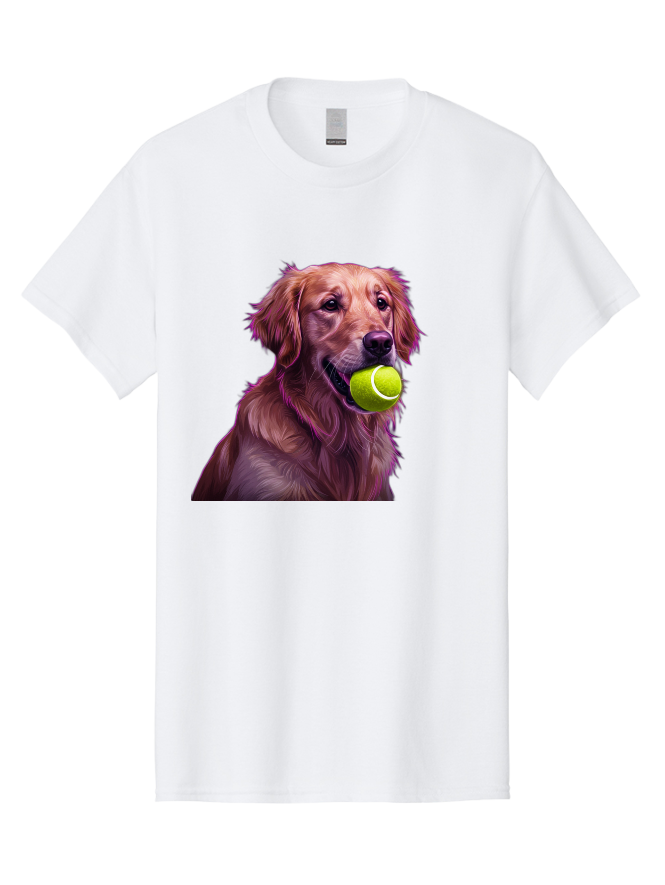 Golden-Retriever-Tennis-Ball Men'S Graphic Tee, 100% Cotton, Comfortable Casual Summer Wear, Machine Washable, Golden Retriever, Dog Holding Tennis Ball, Playful Dog, Tennis Ball In Mouth, Furry Friend, Happy Dog, Canine Companion, Fun Pet Bab998