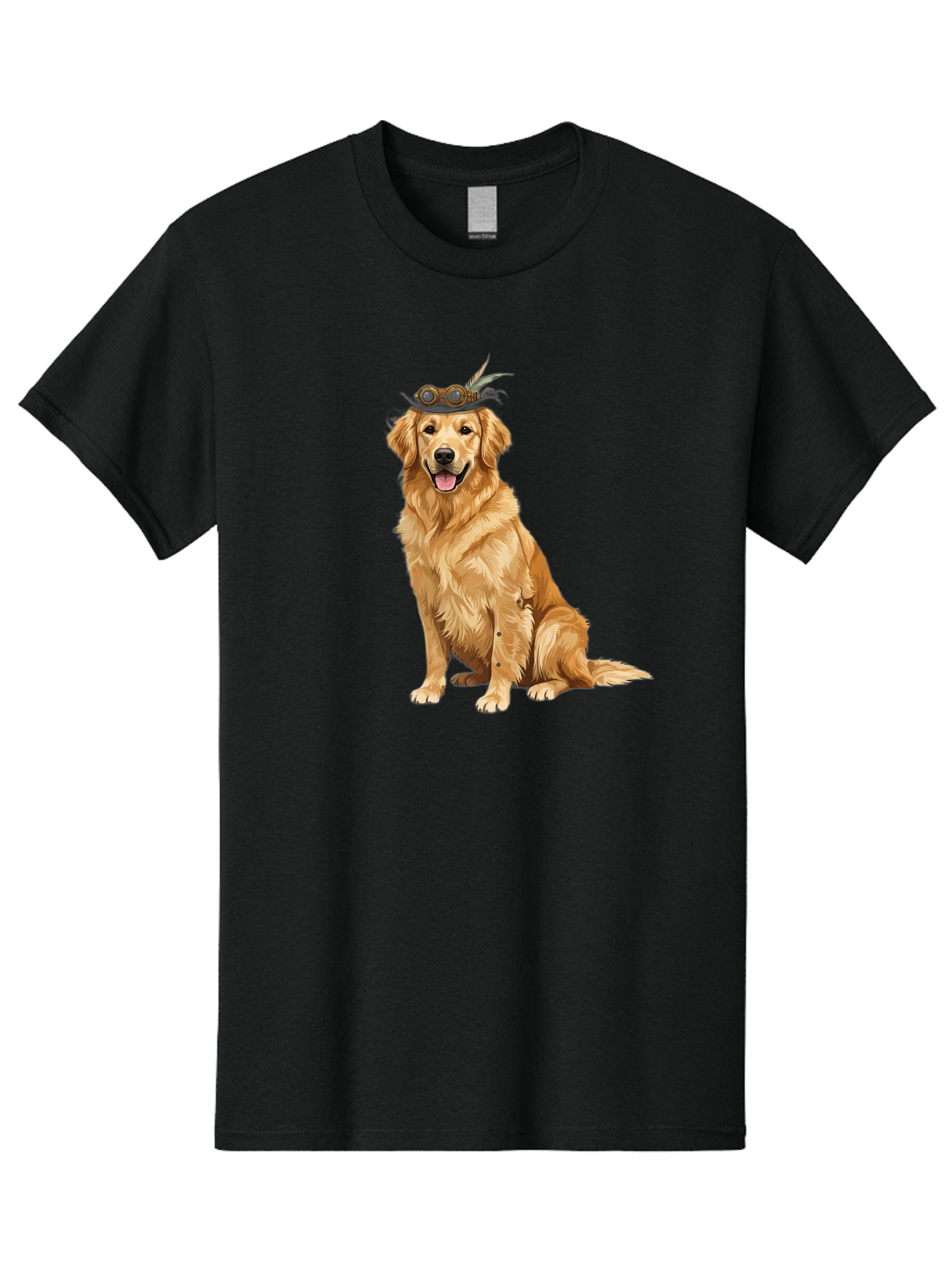 Golden-Retriever-With-Flower-Crown Men'S Graphic Tee, 100% Cotton, Comfortable Casual Summer Wear, Machine Washable, Golden Retriever Wearing Crown, Dog With Accessories, Floral Headpiece, Festive Dog, Pet Portrait, Playful Canine, Bab999