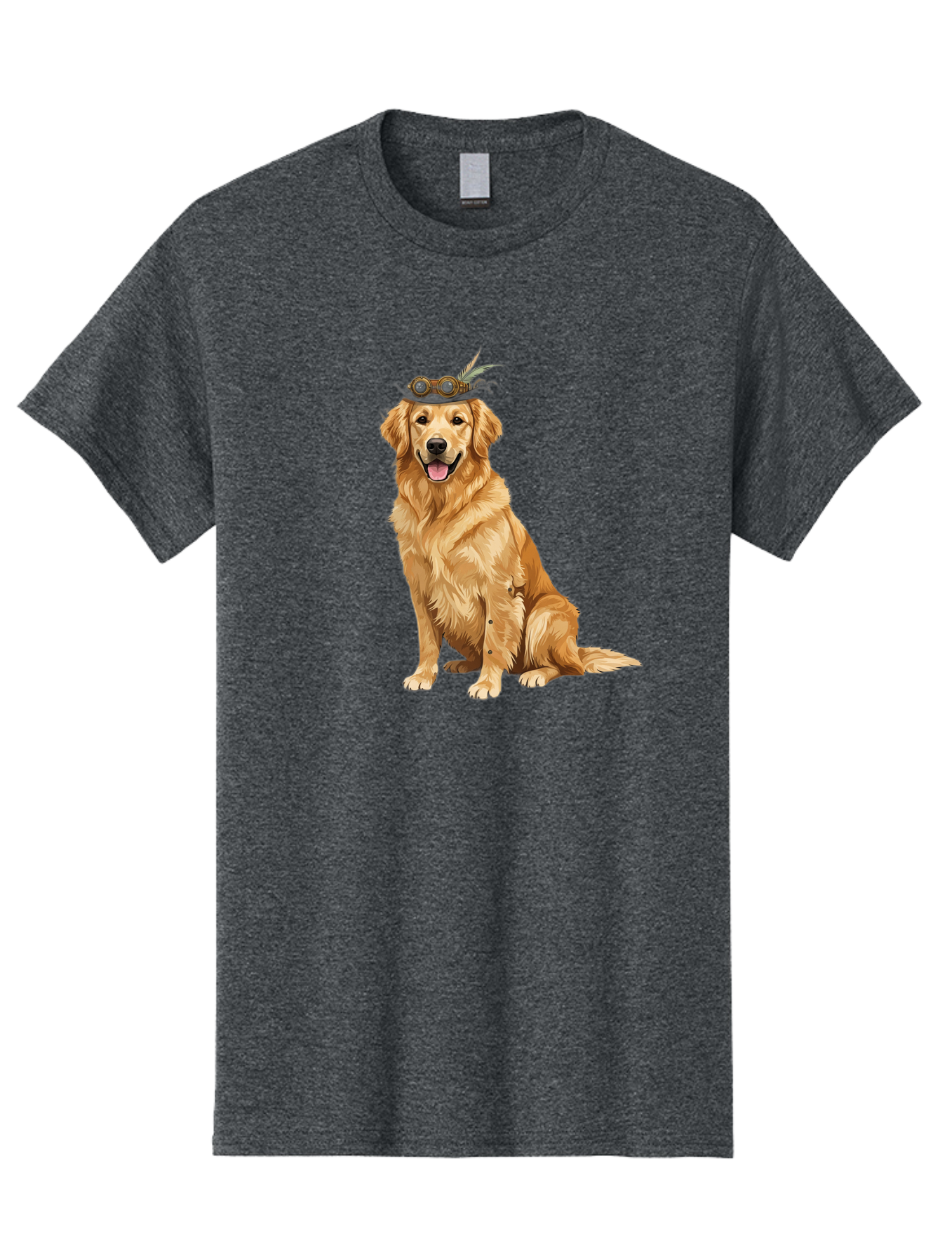 Golden-Retriever-With-Flower-Crown Men'S Graphic Tee, 100% Cotton, Comfortable Casual Summer Wear, Machine Washable, Golden Retriever Wearing Crown, Dog With Accessories, Floral Headpiece, Festive Dog, Pet Portrait, Playful Canine, Bab999