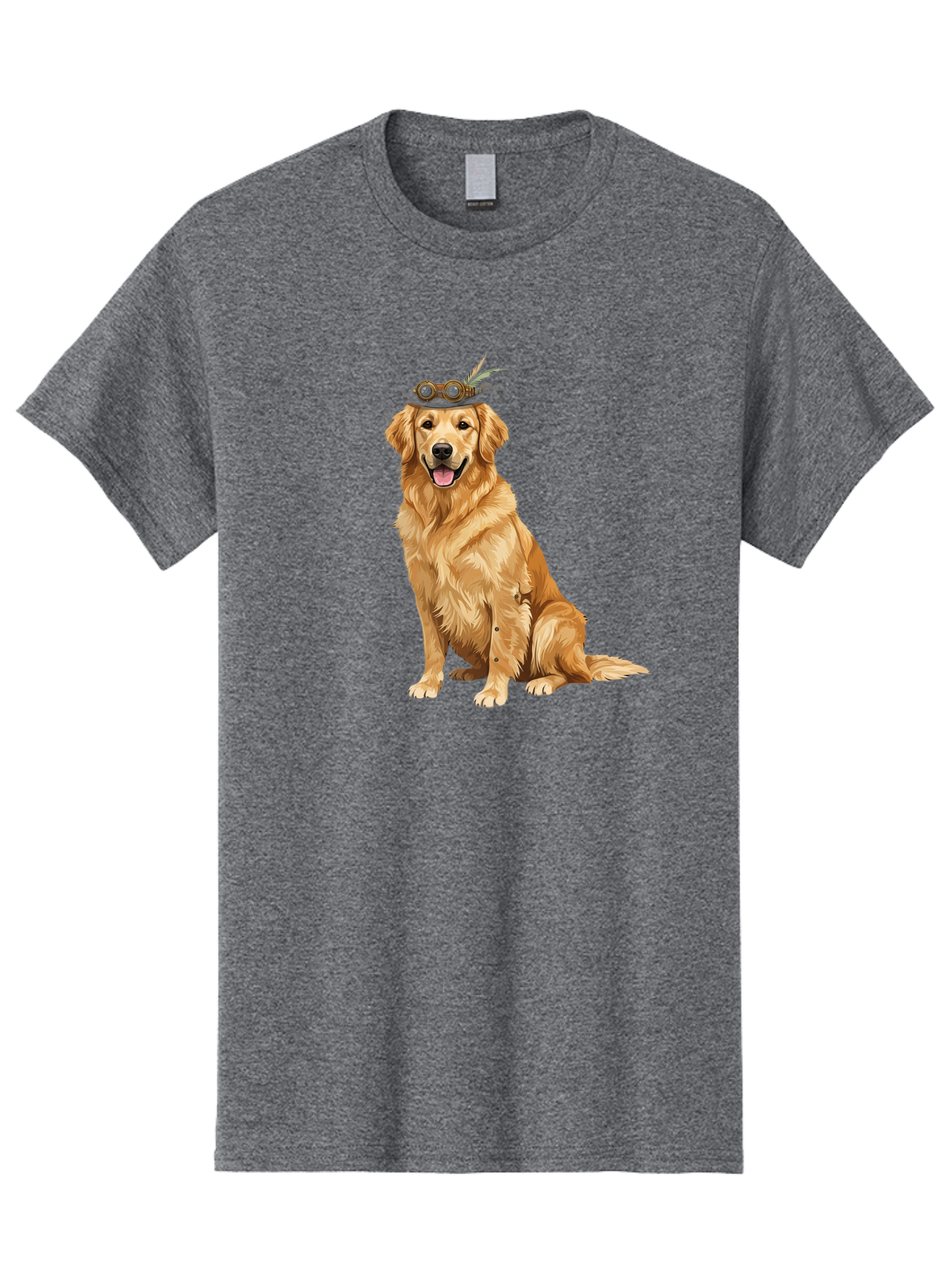 Golden-Retriever-With-Flower-Crown Men'S Graphic Tee, 100% Cotton, Comfortable Casual Summer Wear, Machine Washable, Golden Retriever Wearing Crown, Dog With Accessories, Floral Headpiece, Festive Dog, Pet Portrait, Playful Canine, Bab999