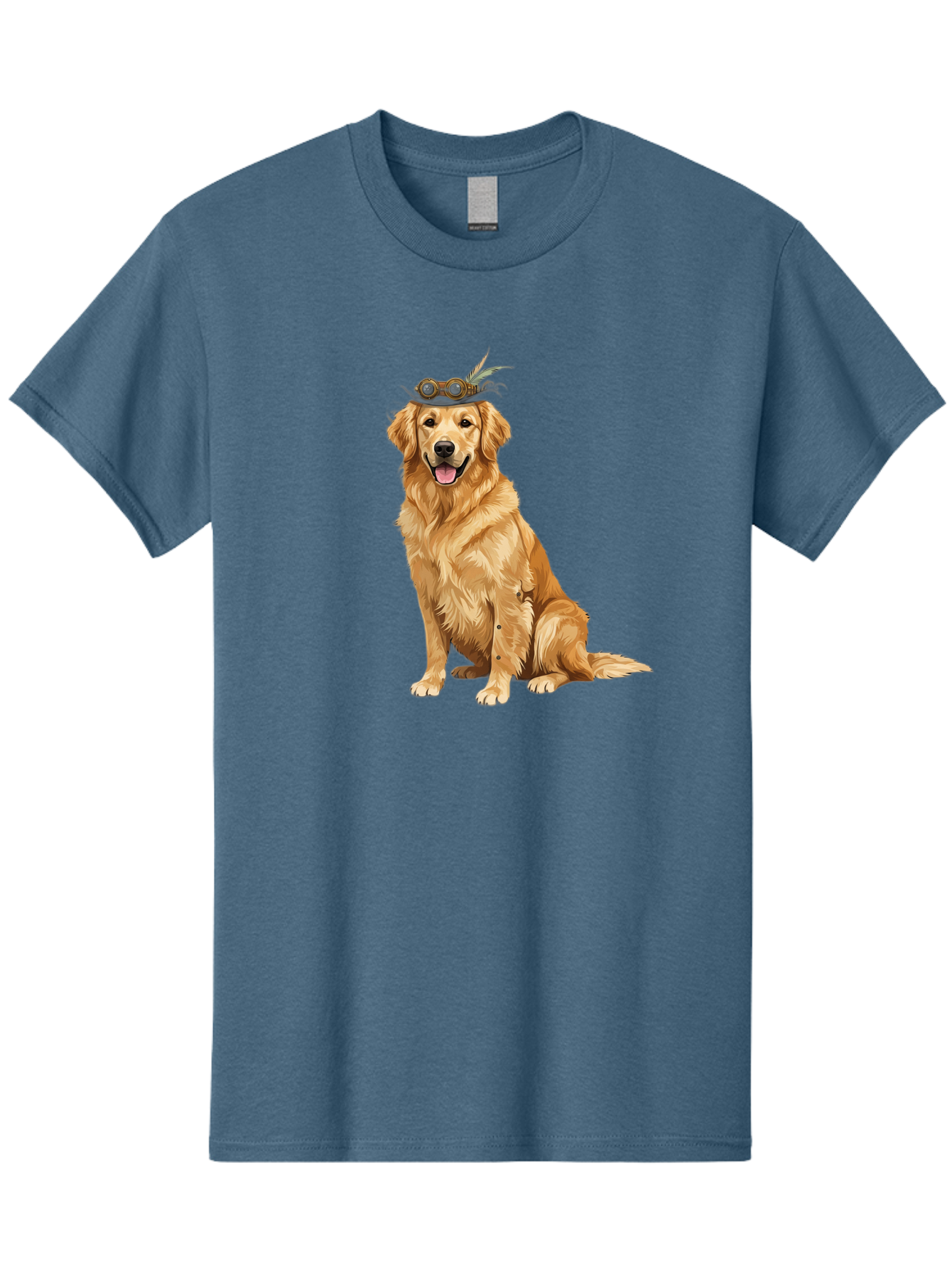 Golden-Retriever-With-Flower-Crown Men'S Graphic Tee, 100% Cotton, Comfortable Casual Summer Wear, Machine Washable, Golden Retriever Wearing Crown, Dog With Accessories, Floral Headpiece, Festive Dog, Pet Portrait, Playful Canine, Bab999
