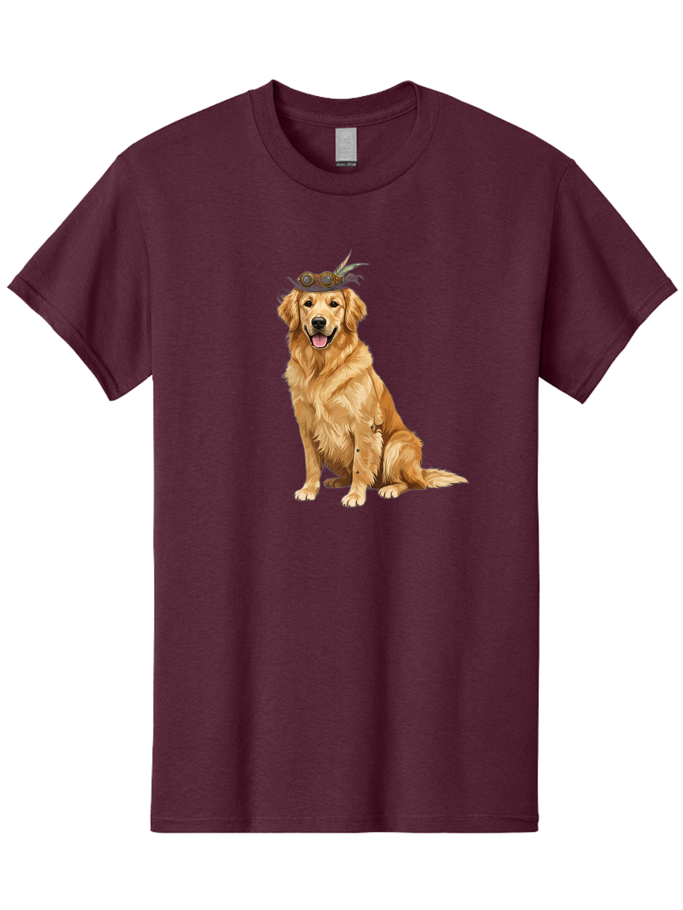 Golden-Retriever-With-Flower-Crown Men'S Graphic Tee, 100% Cotton, Comfortable Casual Summer Wear, Machine Washable, Golden Retriever Wearing Crown, Dog With Accessories, Floral Headpiece, Festive Dog, Pet Portrait, Playful Canine, Bab999