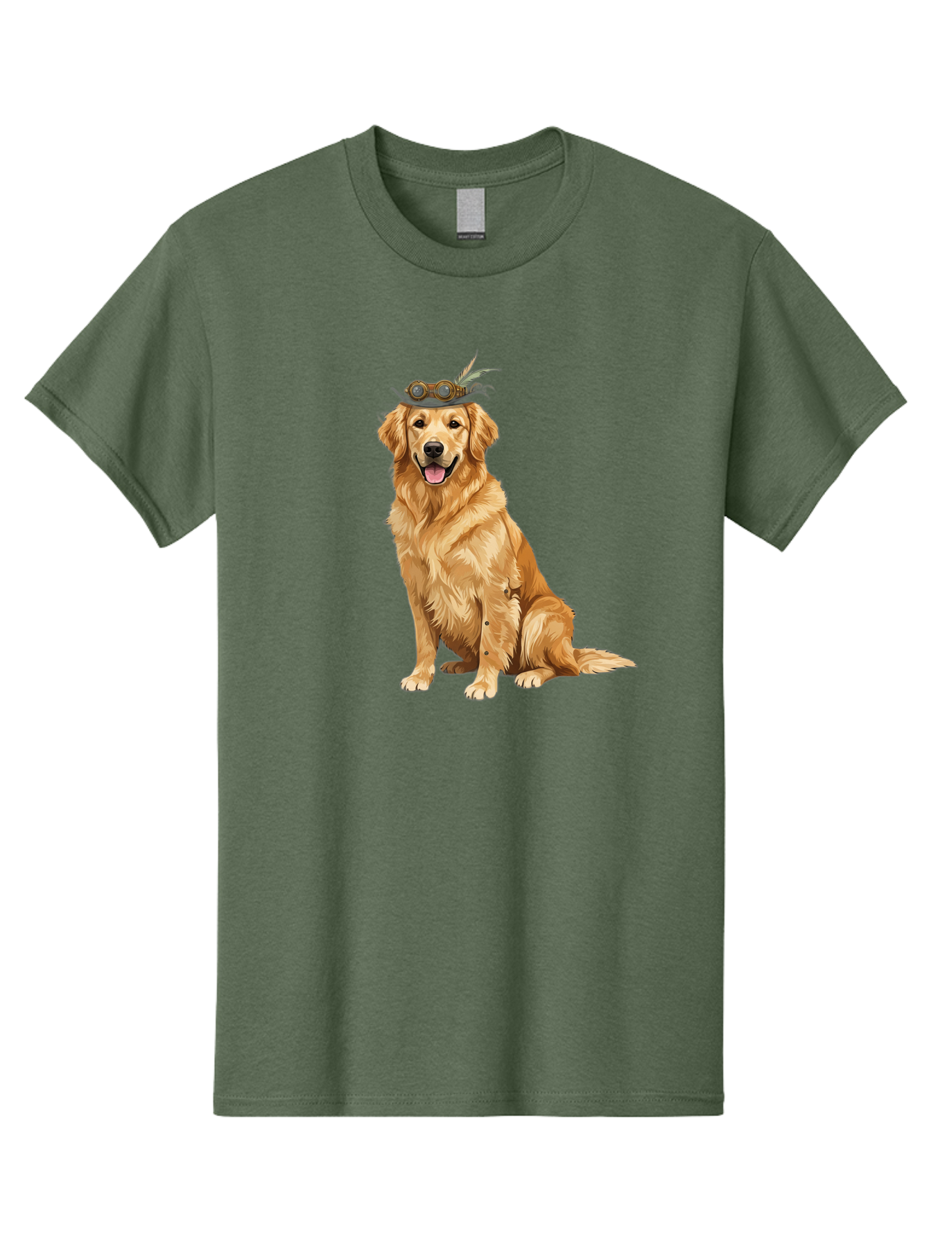 Golden-Retriever-With-Flower-Crown Men'S Graphic Tee, 100% Cotton, Comfortable Casual Summer Wear, Machine Washable, Golden Retriever Wearing Crown, Dog With Accessories, Floral Headpiece, Festive Dog, Pet Portrait, Playful Canine, Bab999